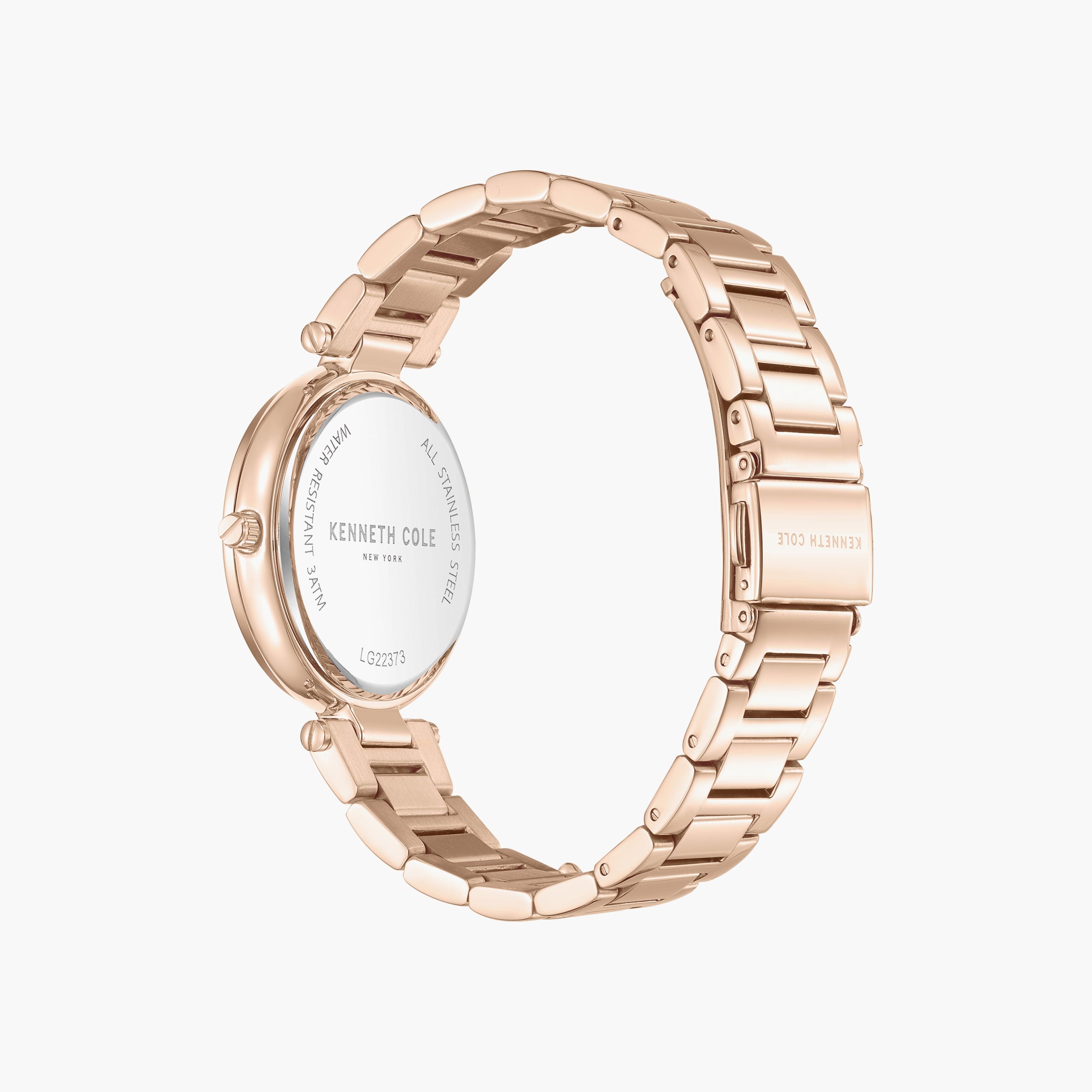 ساعة أنالوج ذهبية وردية بسوار ستانلس ستيل من كينيث كول للنساء | KCWLG2237303-women-watchesandjewellery-watches-image-3