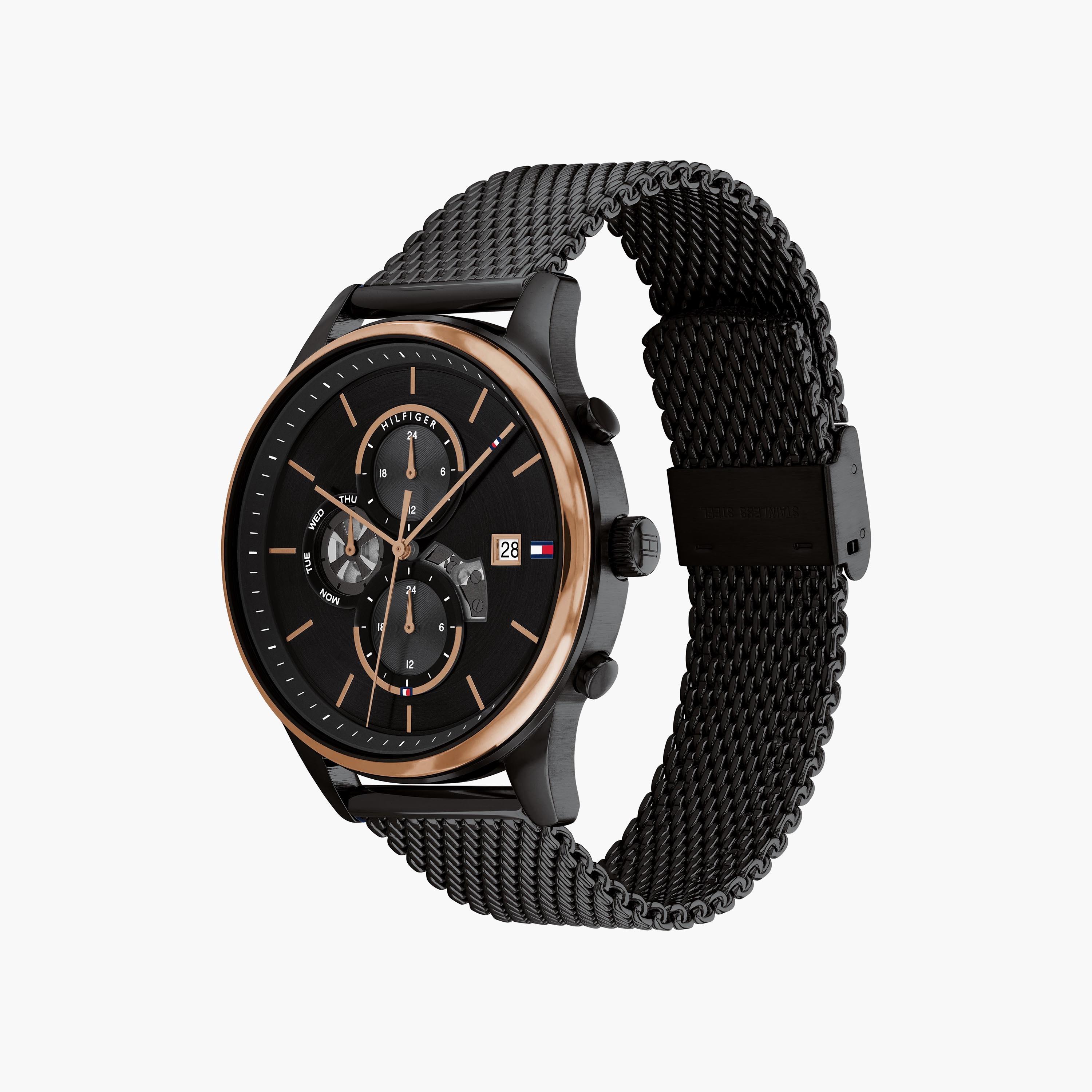 Tommy Hilfiger 44 MM Men's Black Chronograph Stainless Steel Strap Watch | 1710505-men-watchesandjewellery-watches-image-2