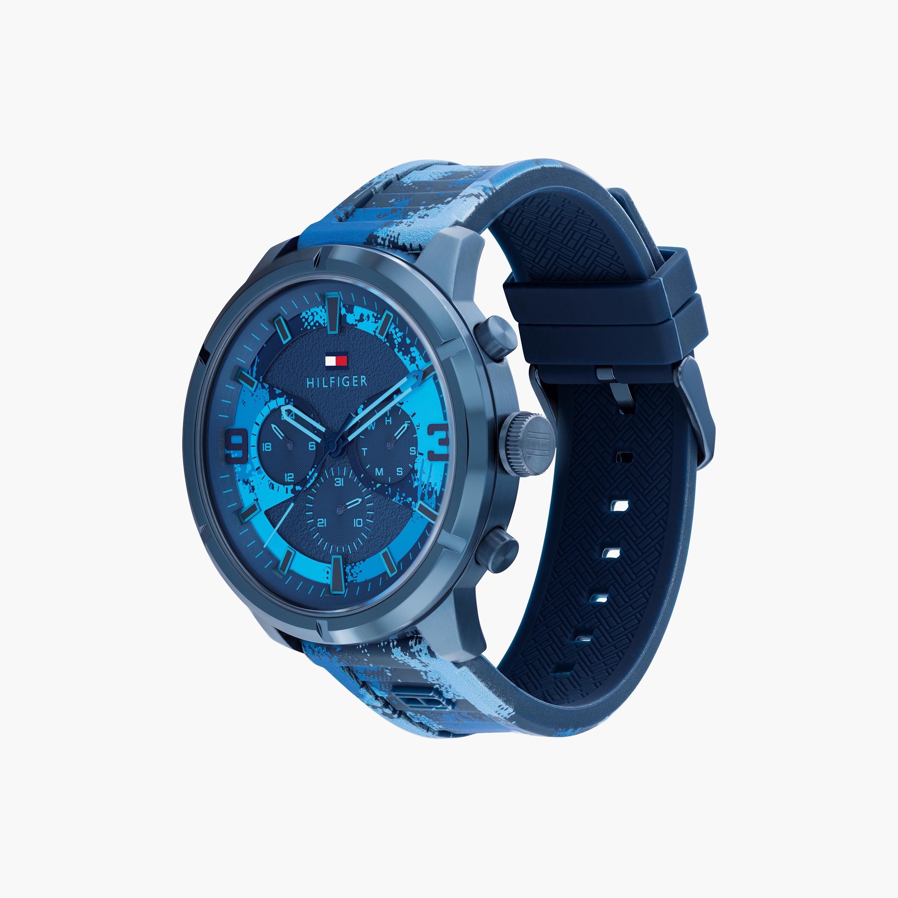 ساعة كرونوغراف مع 50 مم بسوار سيليكون بلون أزرق من تومي هيلفيغر للرجال | 1792073-men-watchesandjewellery-watches-image-2
