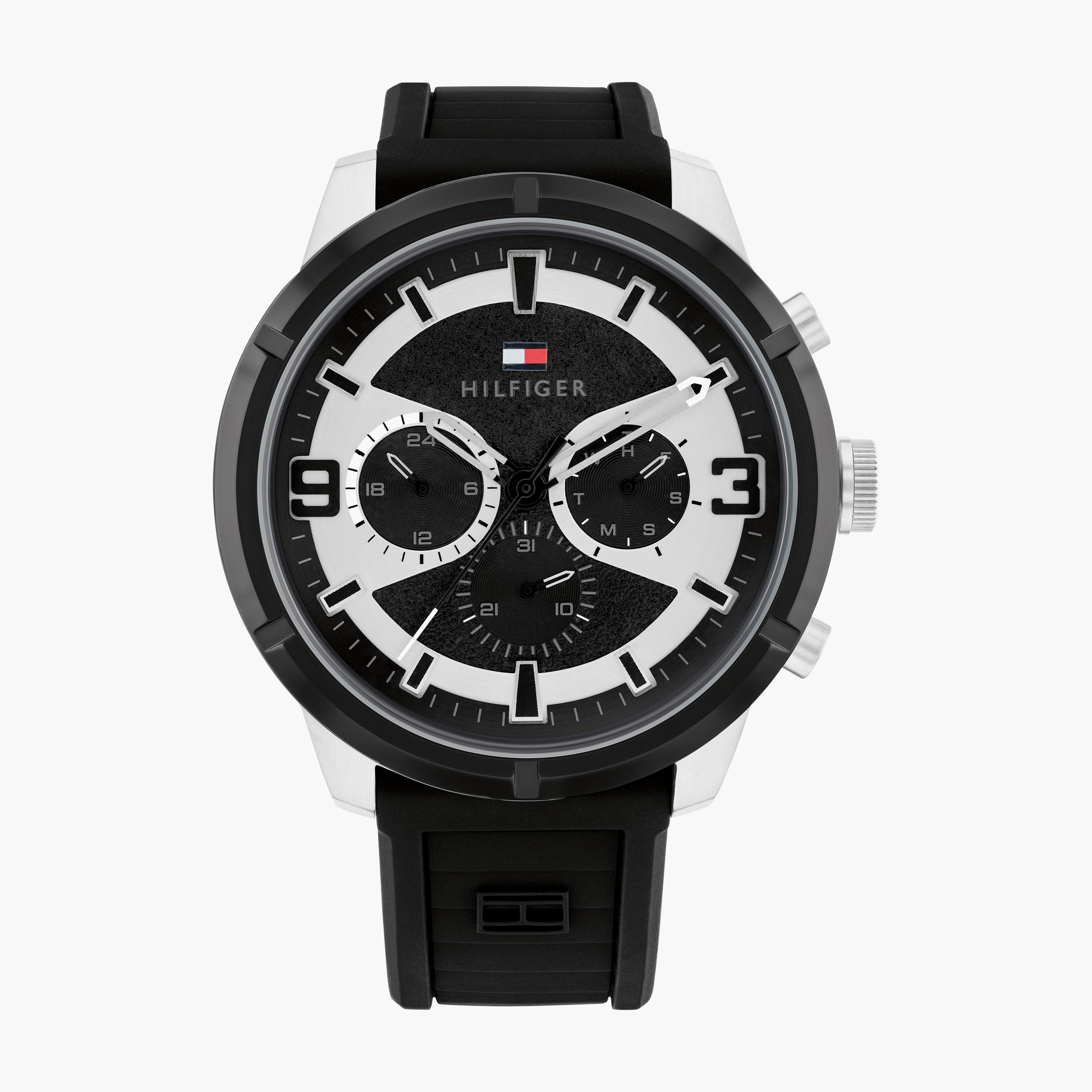 Tommy hilfiger men's on sale black silicone strap watch