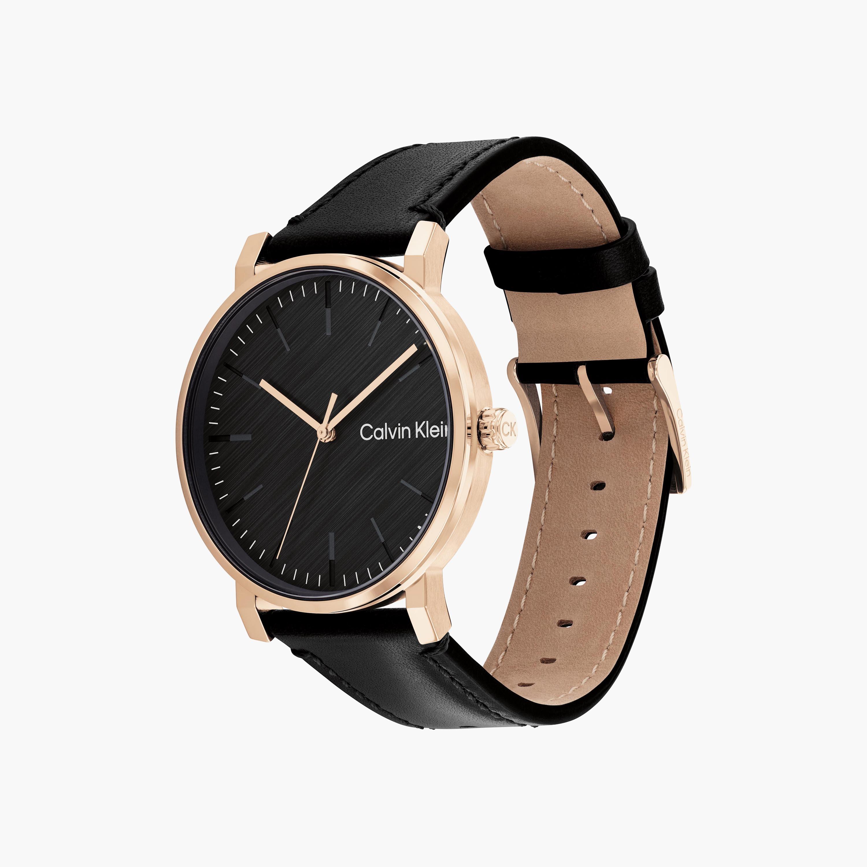 Calvin Klein Men's Black Analog Leather Strap Watch | 25200318-men-watchesandjewellery-watches-image-2