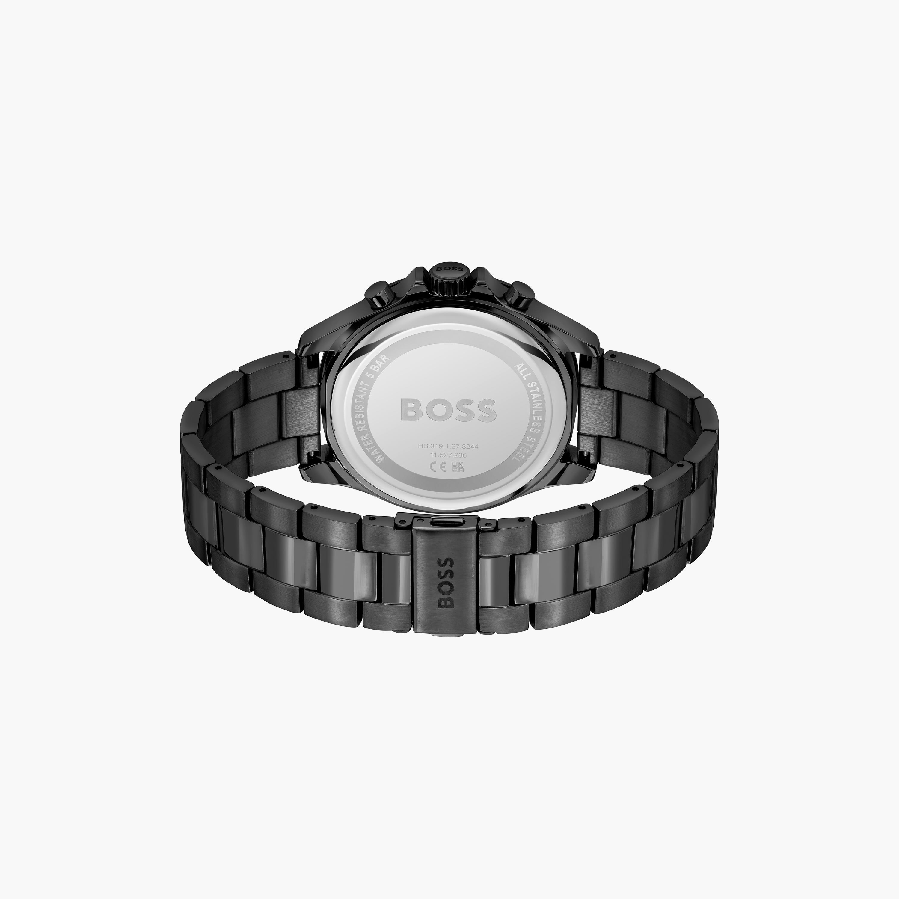 ساعة كرونوغراف بلون اسود بسوار ستانلس ستيل من هيوغو بوس للرجال مع 45 مم | 1514058-men-watchesandjewellery-watches-image-3