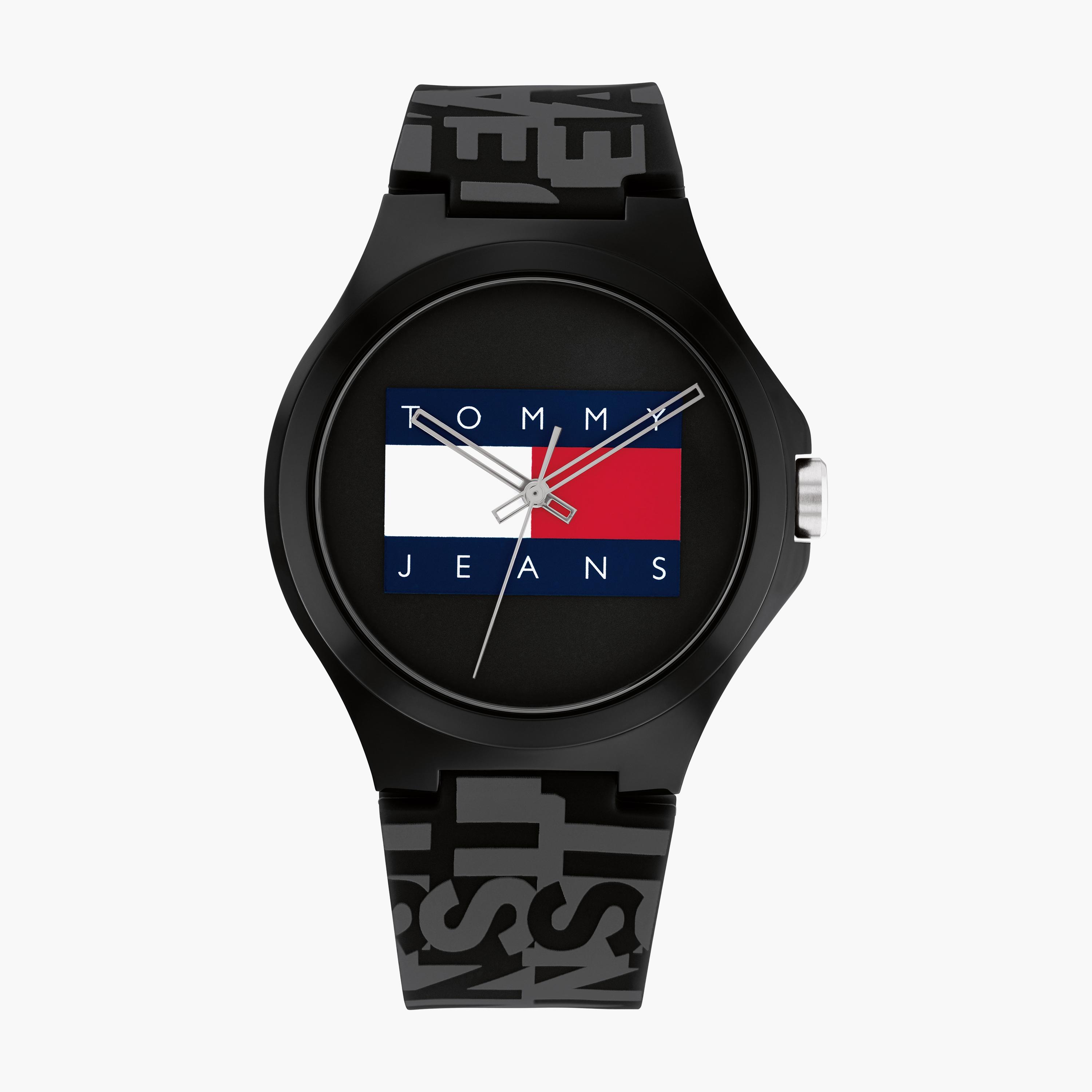 Tommy hilfiger black silicone on sale watch