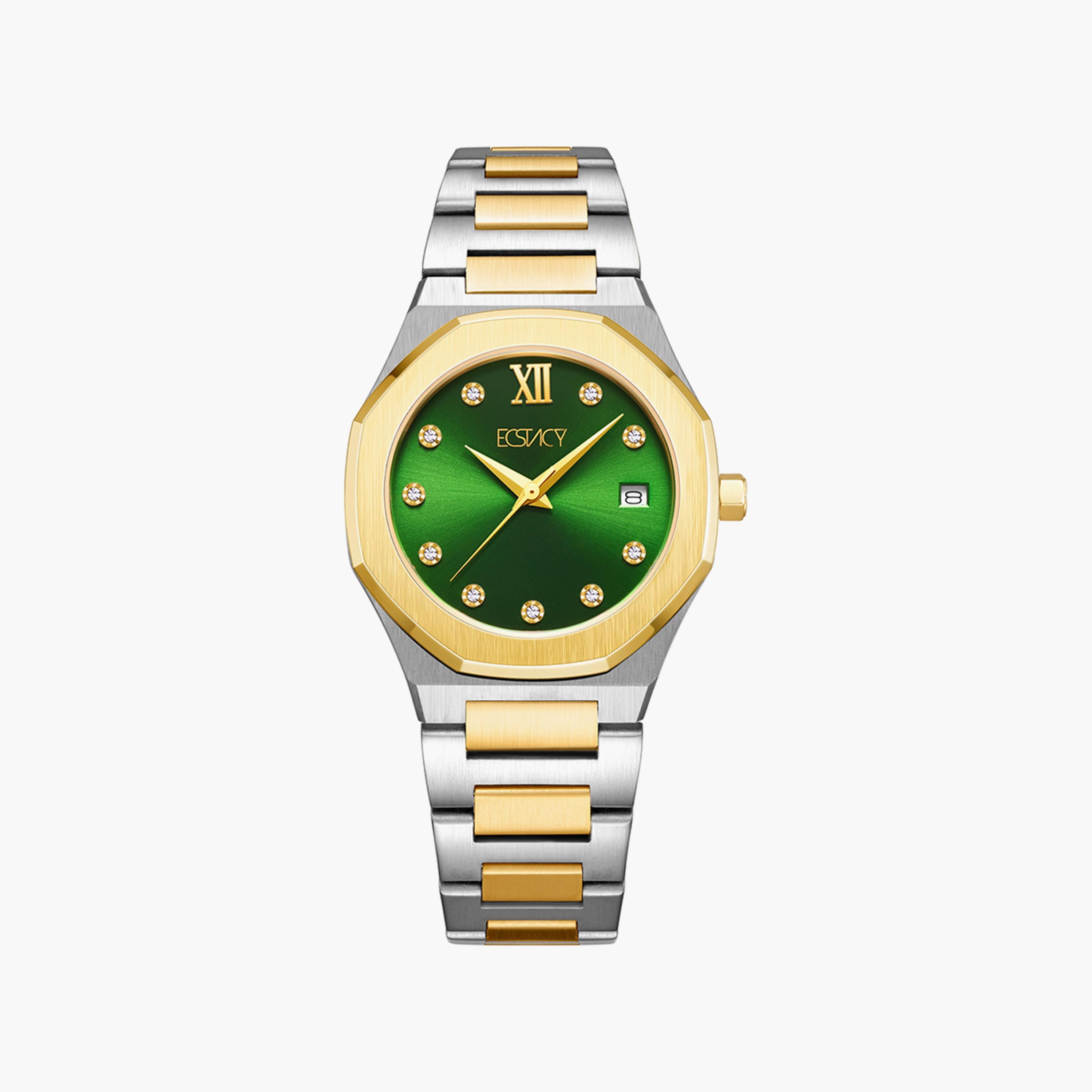 ساعة إكستاسي ذو انالوج للنساء بسوار فضي وذهبي مع ستانلس ستيل | E22501-TBTG-women-watchesandjewellery-watches-image-1