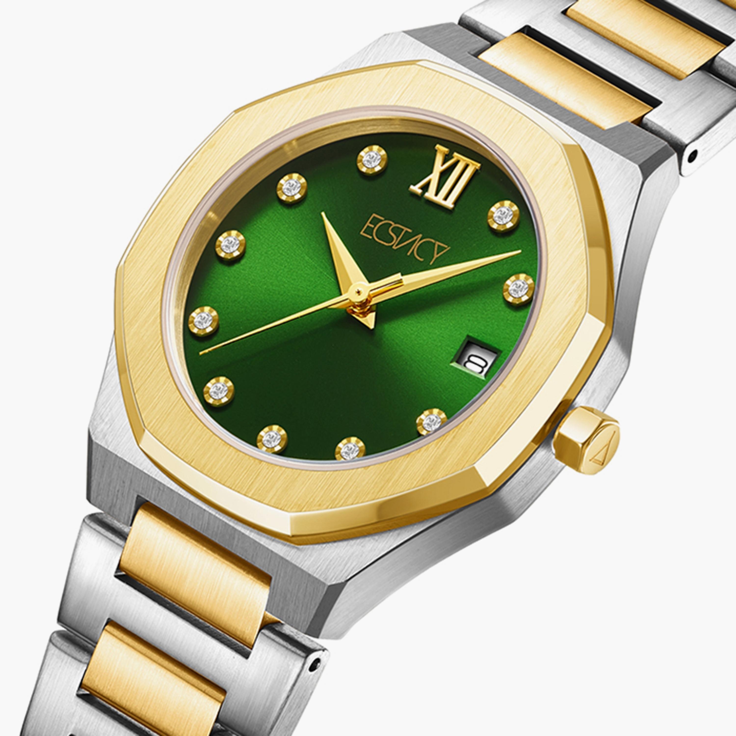 ساعة إكستاسي ذو انالوج للنساء بسوار فضي وذهبي مع ستانلس ستيل | E22501-TBTG-women-watchesandjewellery-watches-image-2