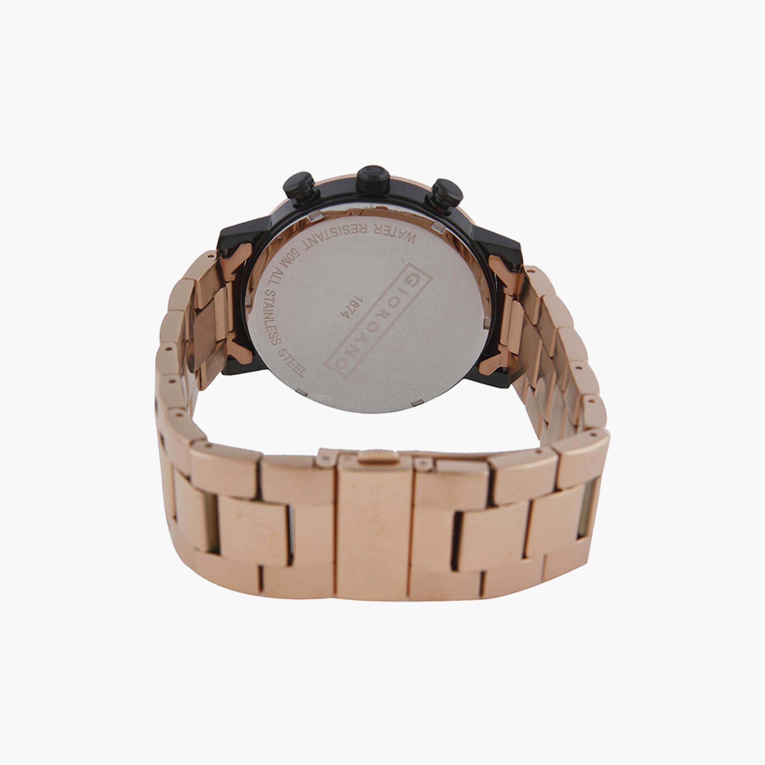ساعة كرونوغراف ذهبية وردية بسوار ستانلس ستيل من جيوردانو للرجال | 1874-33-men-watchesandjewellery-watches-image-3