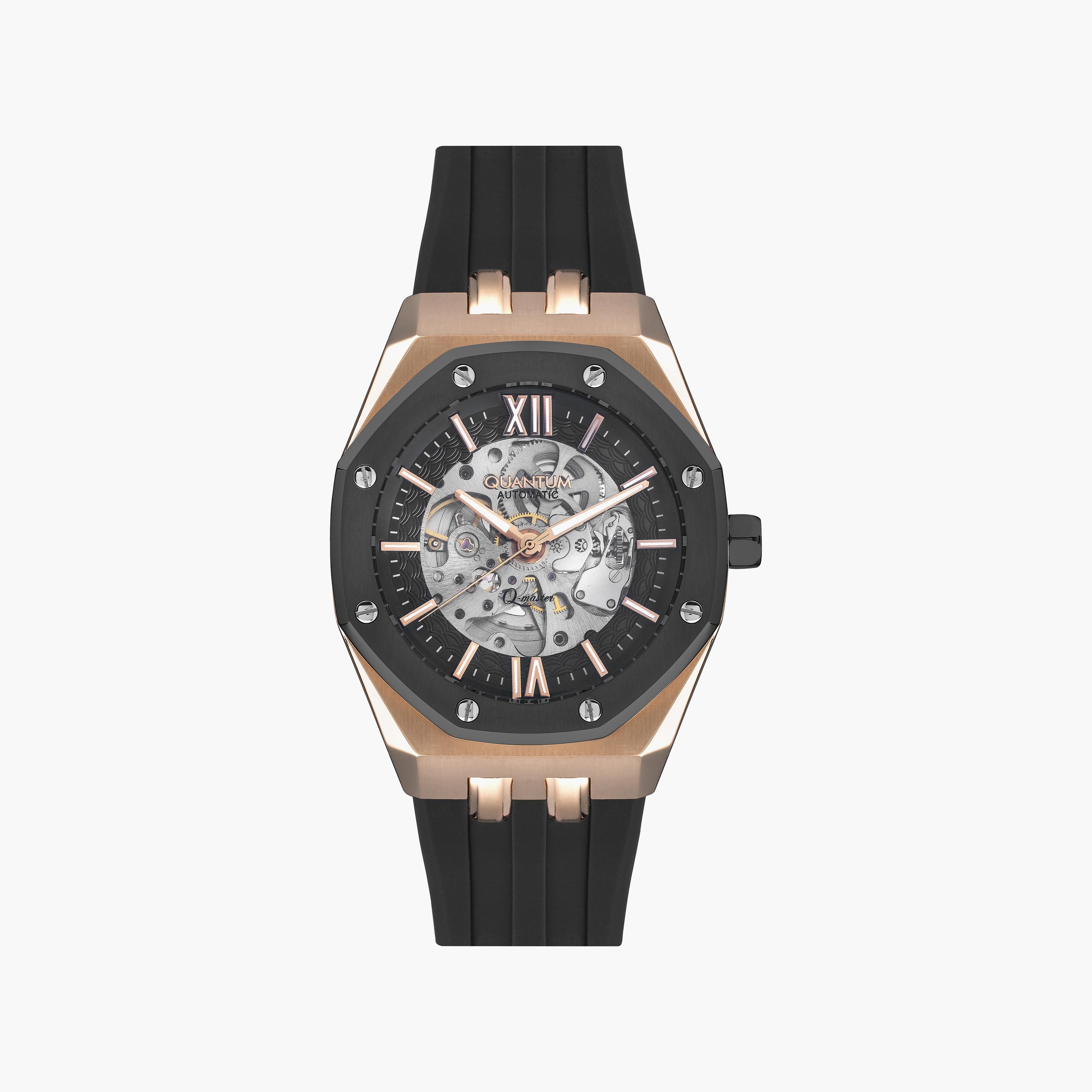 Quantum Men's Black Automatic Silicone Strap Watch | QMG1074.851-men-watchesandjewellery-watches-image-1