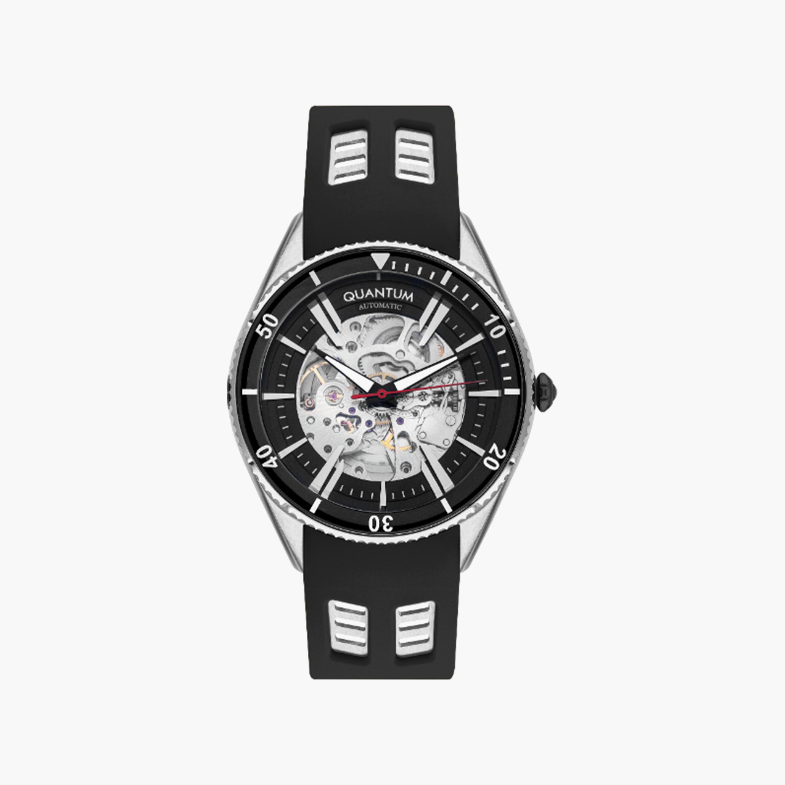 Quantum Men's Black Automatic Silicone Strap Watch | QMG1075.351-men-watchesandjewellery-watches-image-1