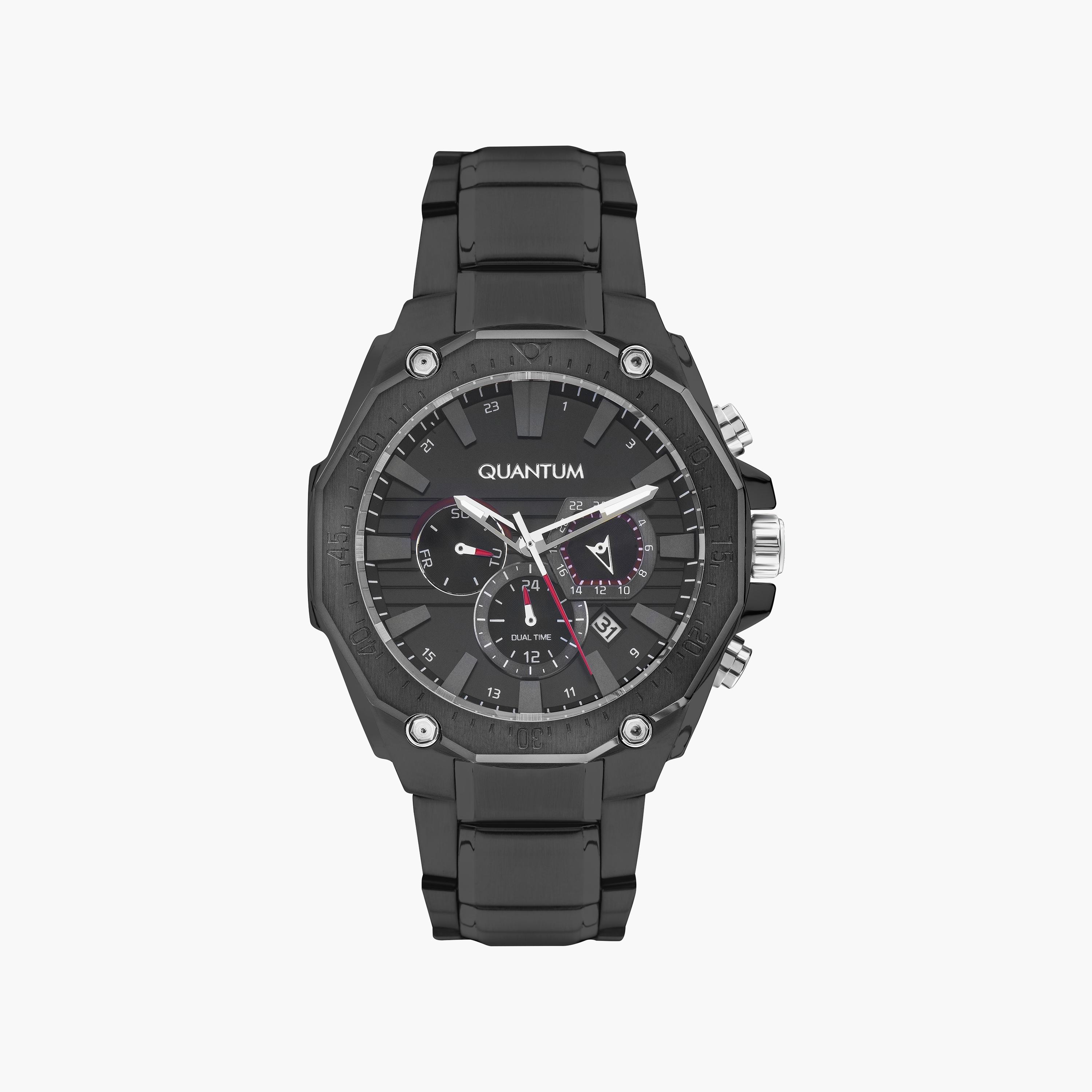 ساعة كرونوغراف ذو غون ميتال بسوار ستانلس ستيل من كوانتوم | ADG1021.050-men-watchesandjewellery-watches-image-1