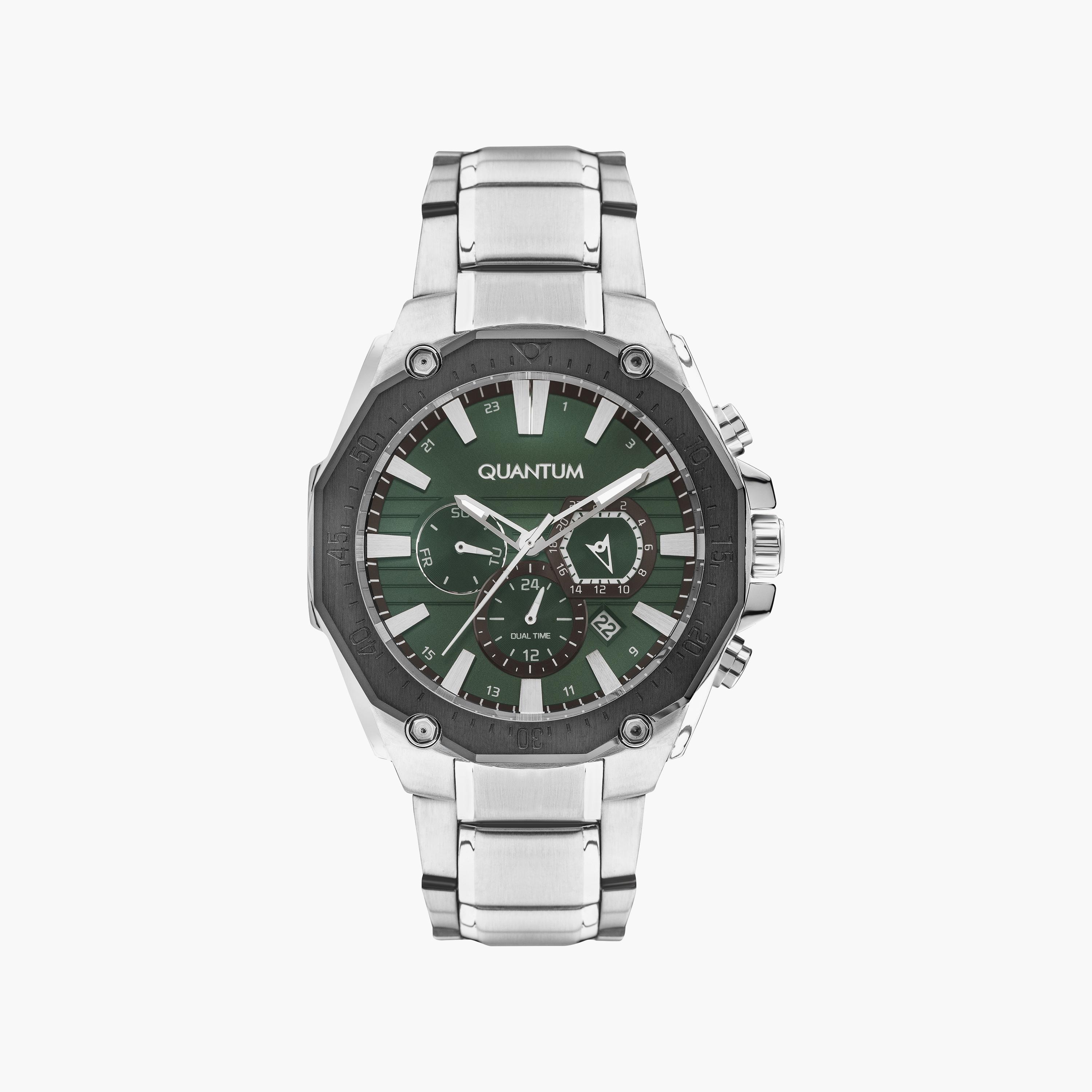 ساعة كرونوغراف فضية بسوار ستانلس ستيل من كوانتوم للرجال | ADG1021.370-men-watchesandjewellery-watches-image-1