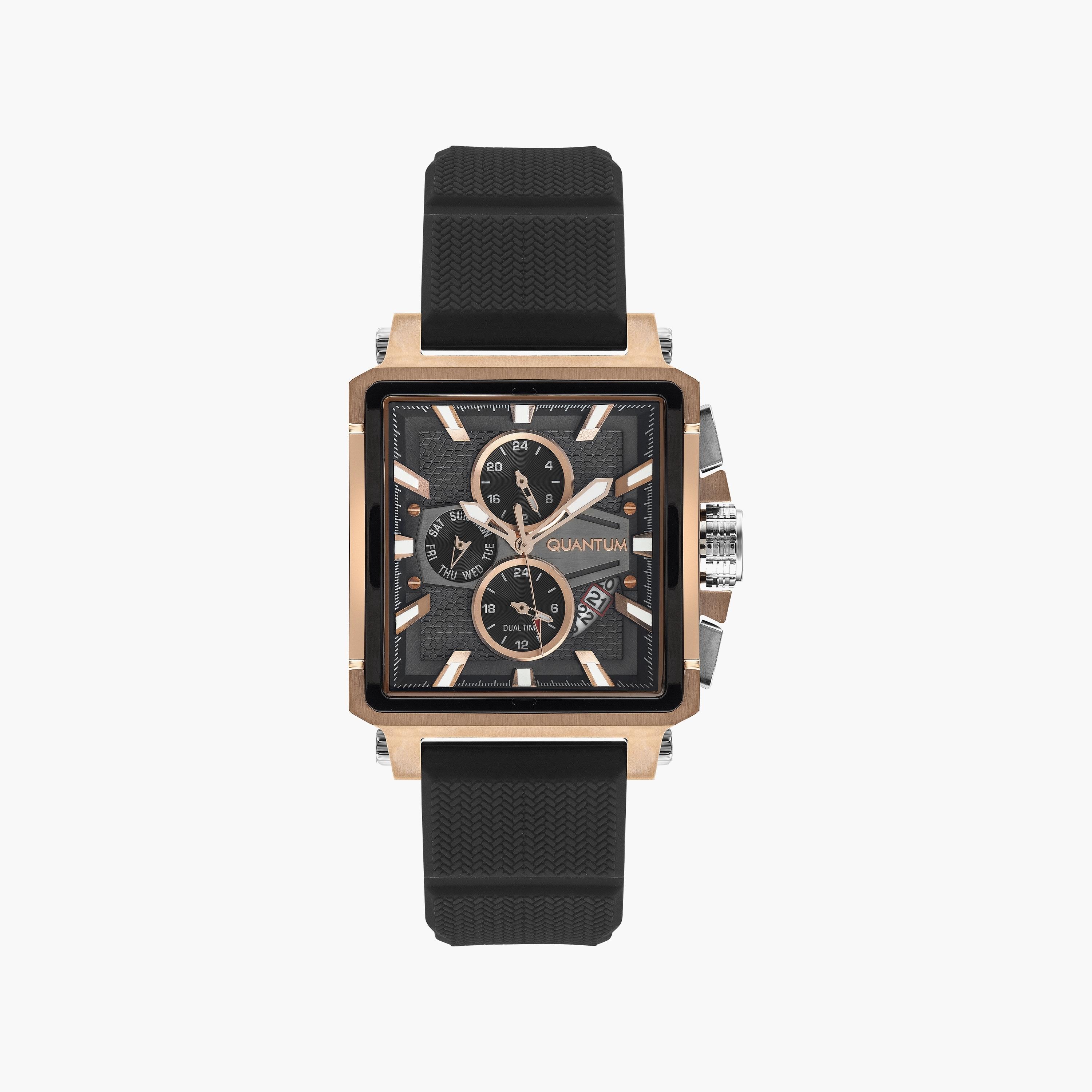 Quantum Men's Black Chronograph Silicone Strap Watch | HNG969.850-men-watchesandjewellery-watches-image-1