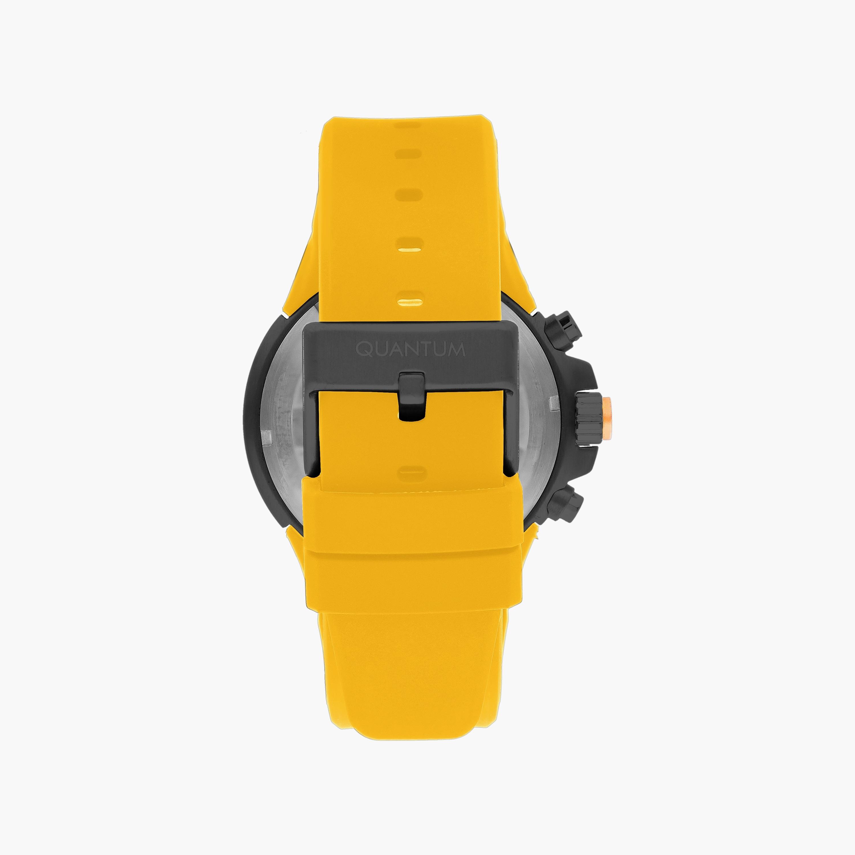Quantum Men's Yellow Chronograph Silicone Strap Watch | PWG1004.654-men-watchesandjewellery-watches-image-3