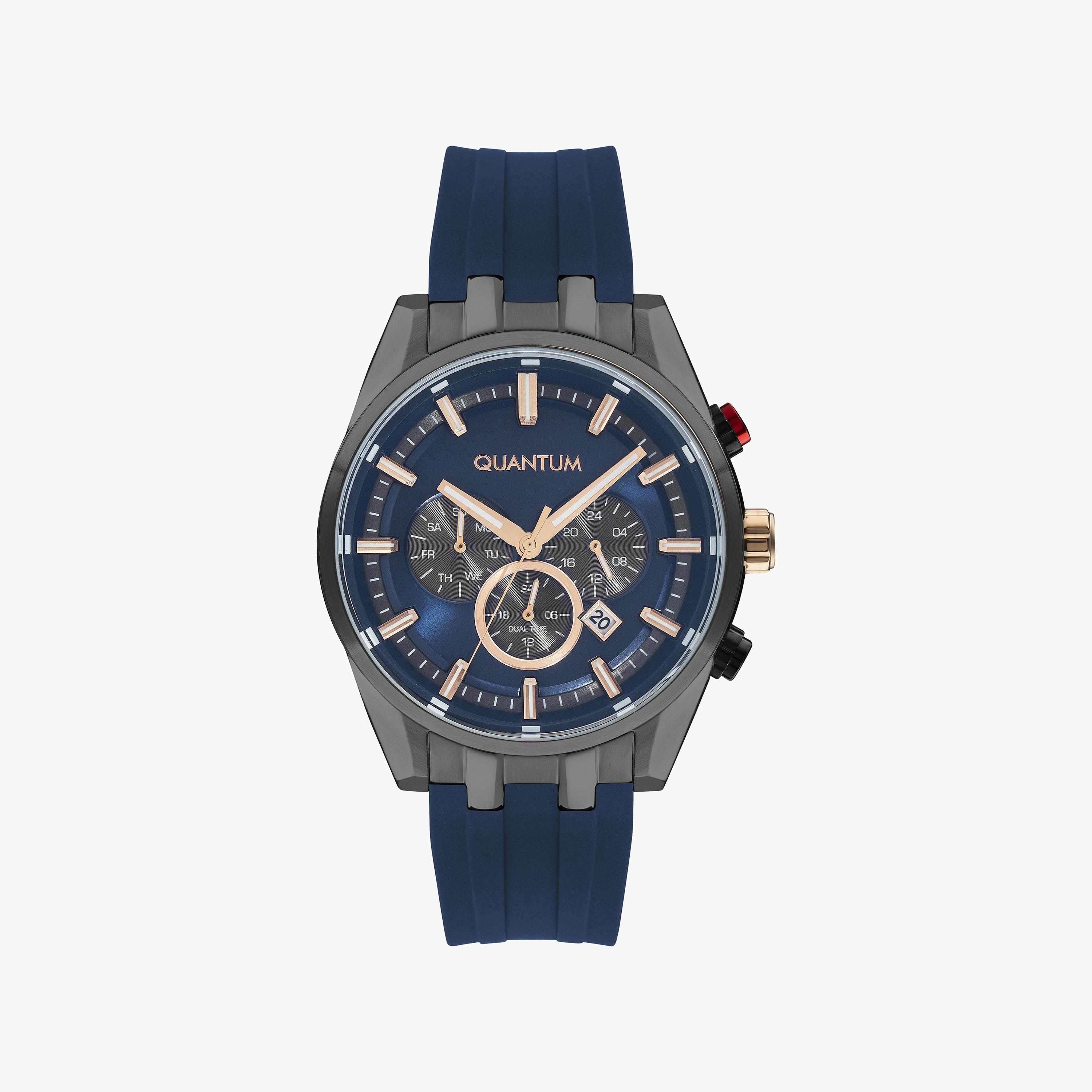 Quantum Men's Blue Chronograph Silicone Strap Watch | PWG988.699-men-watchesandjewellery-watches-image-1
