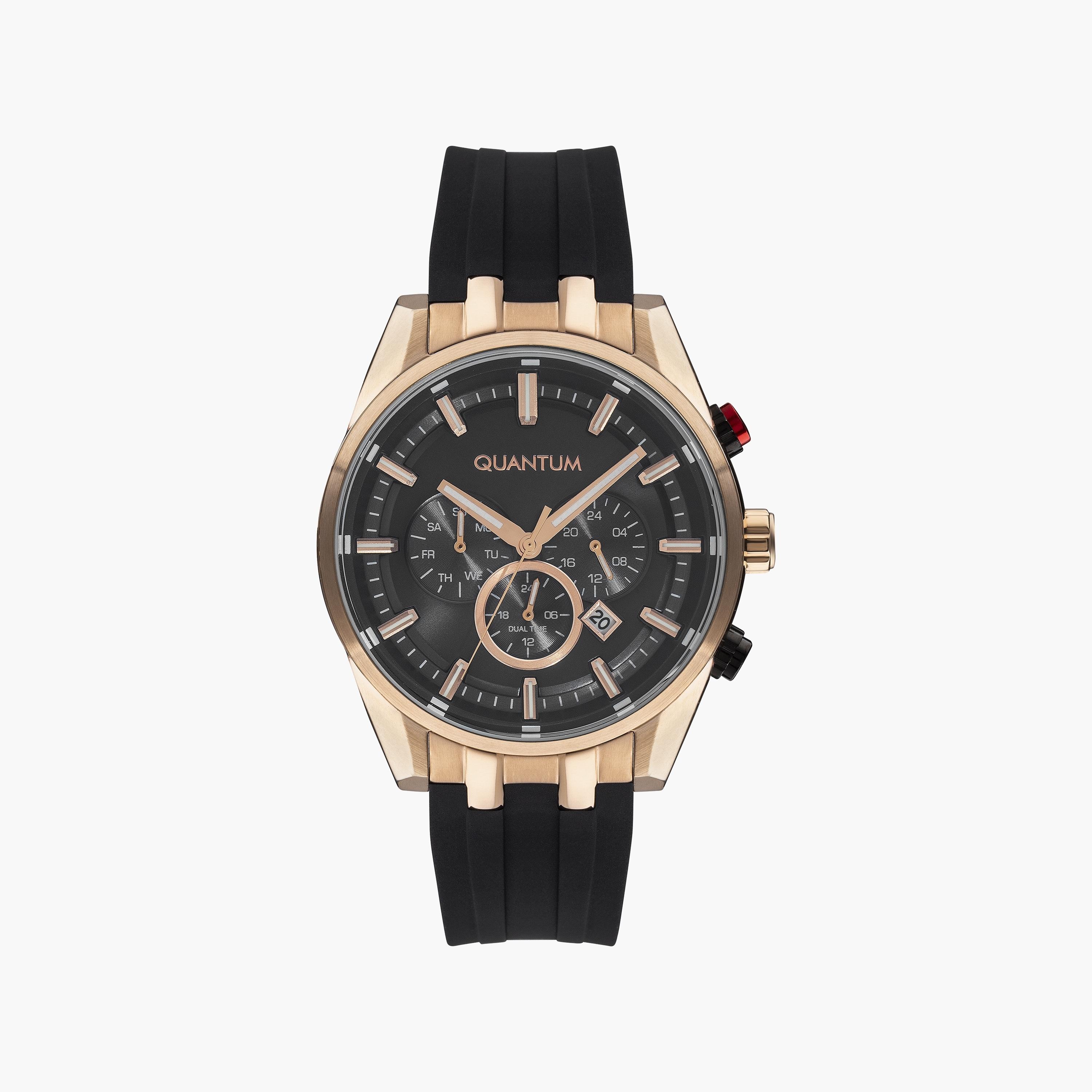Quantum Men's Black Chronograph Silicone Strap Watch | PWG988.851-men-watchesandjewellery-watches-image-1