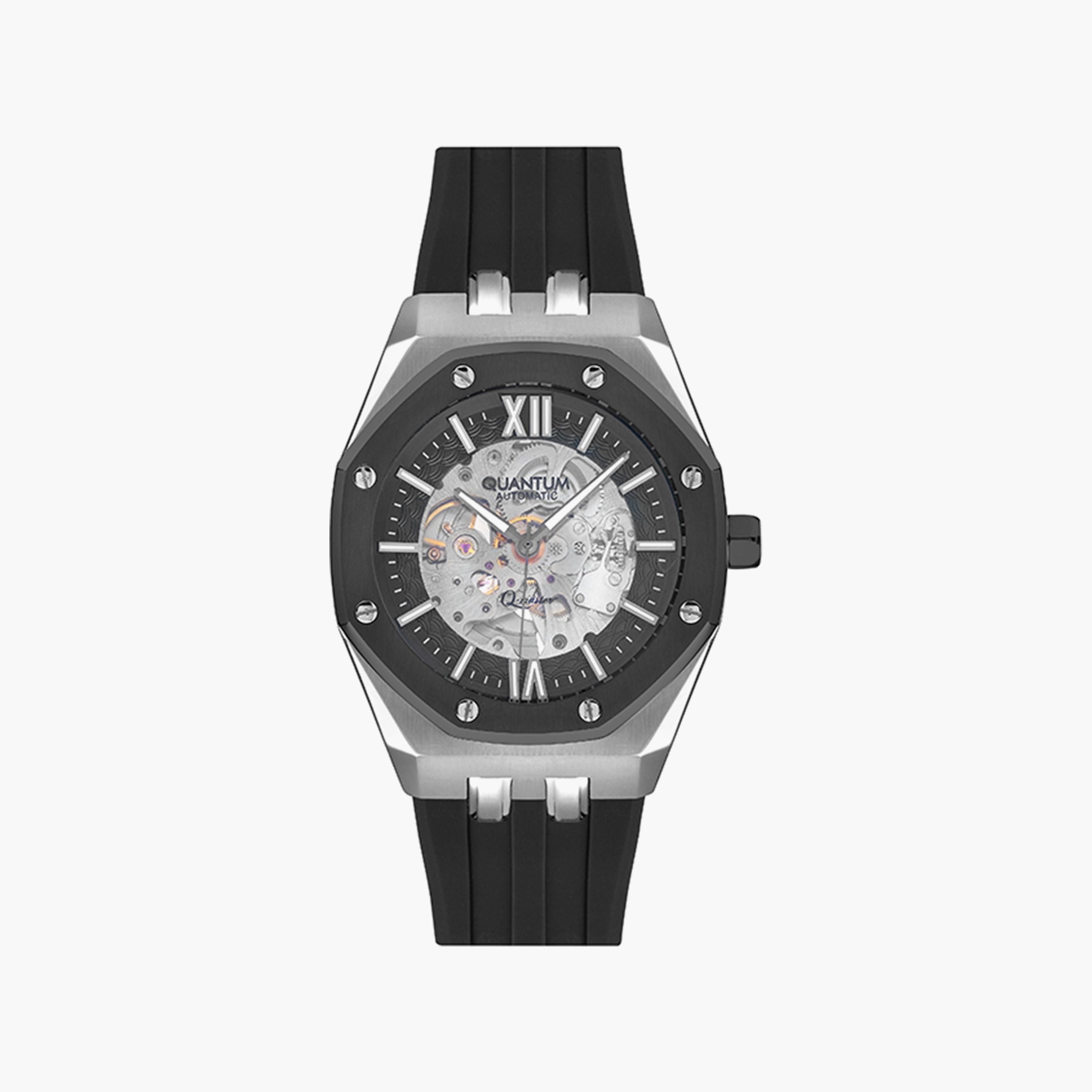 Quantum Men's Black Automatic Silicone Strap Watch | QMG996.051-men-watchesandjewellery-watches-image-1
