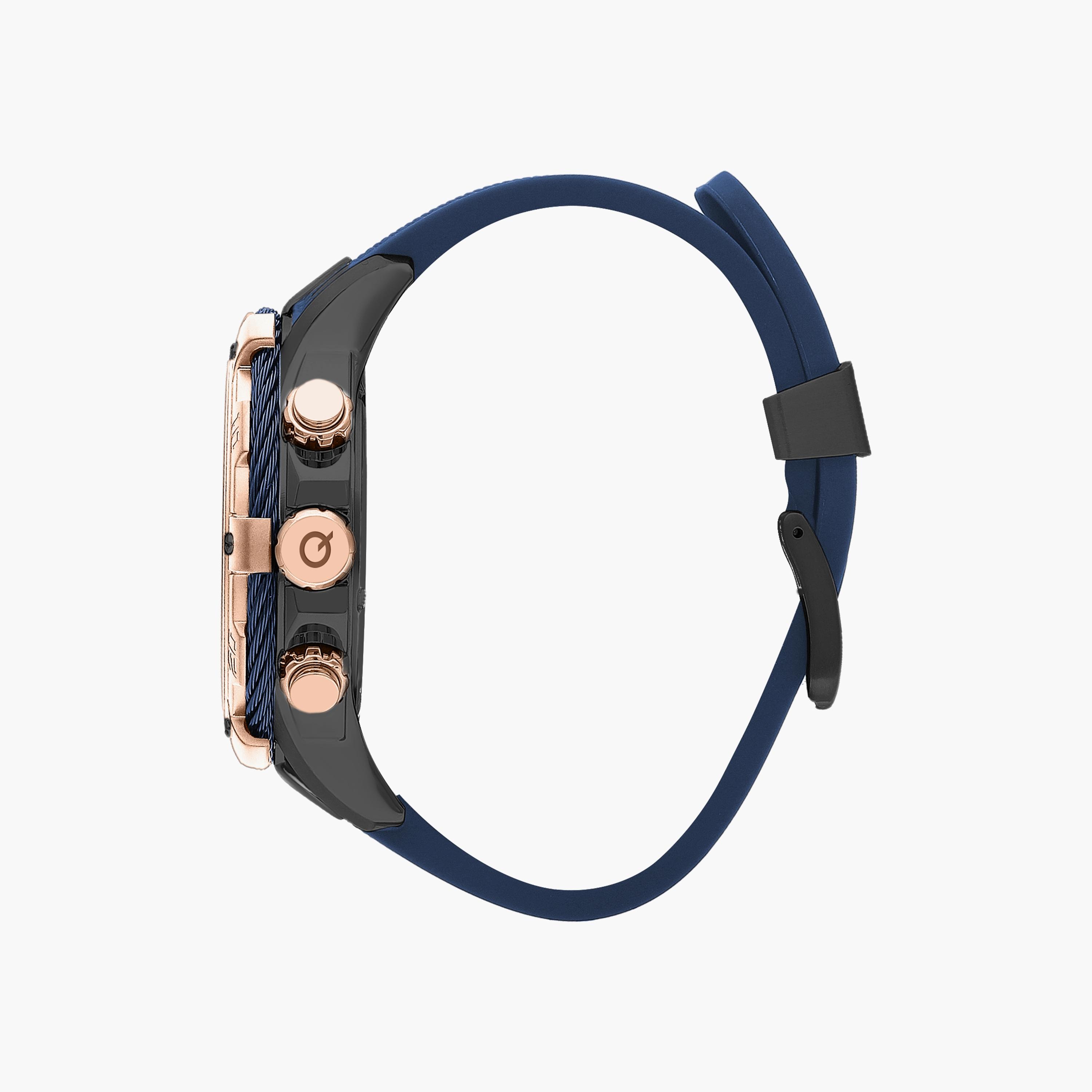 Quantum Men's Blue Chronograph Silicone Strap Watch | HNG1019.969-men-watchesandjewellery-watches-image-2