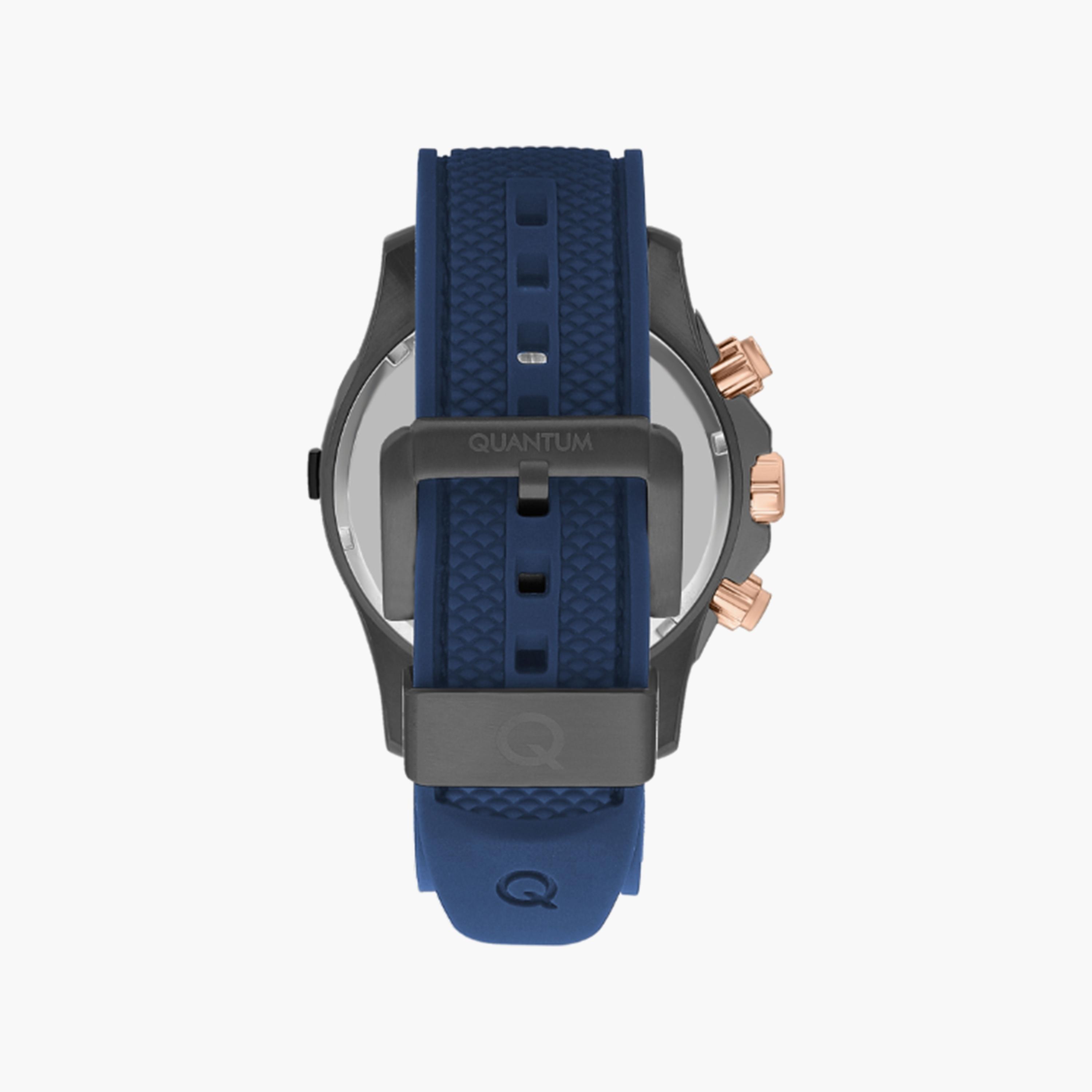 ساعة كرونوغراف بسوار سيليكون ازرق للرجال من كوانتوم | HNG1019.969-men-watchesandjewellery-watches-image-3