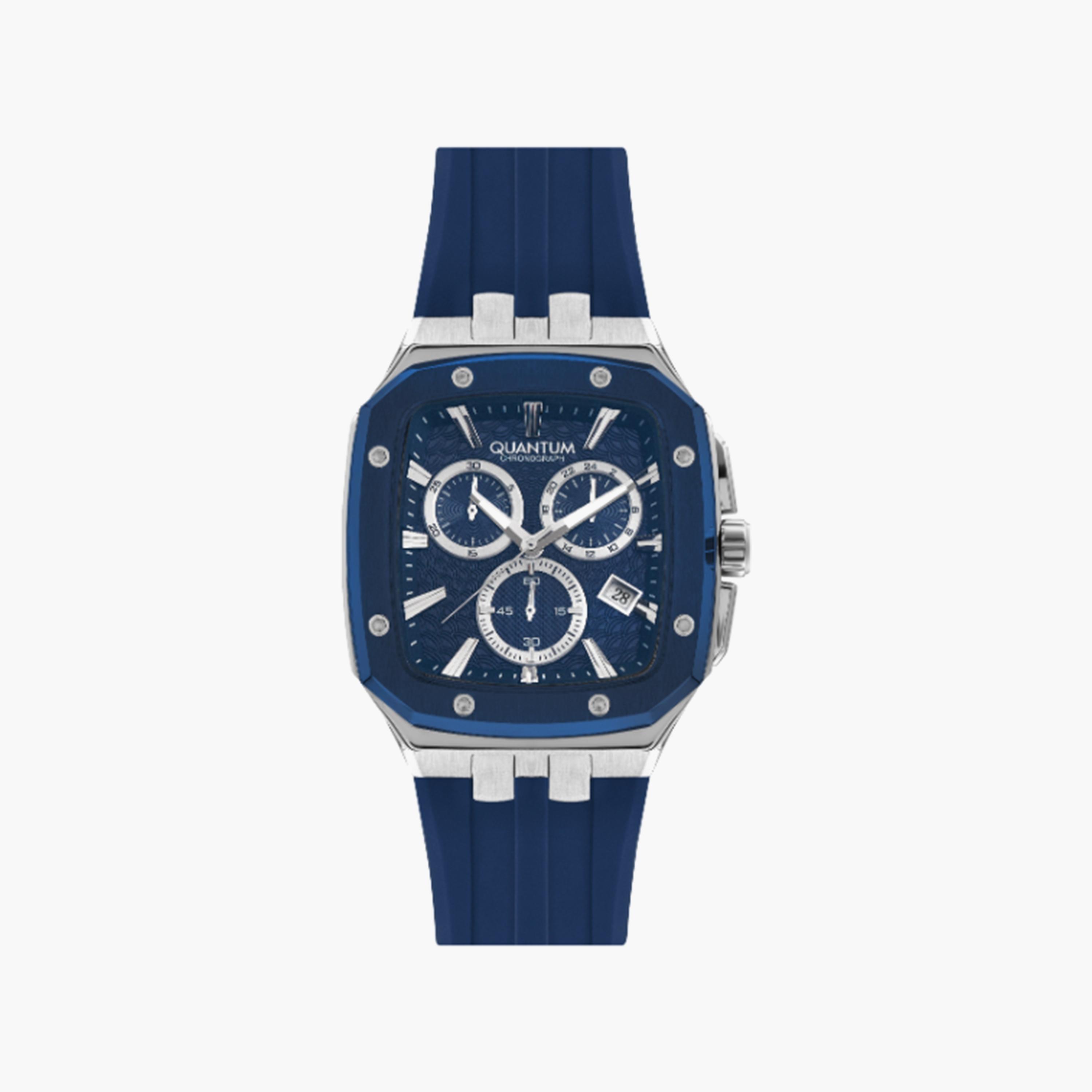 Quantum Men's Blue Chronograph Silicone Strap Watch | HNG1033.399-men-watchesandjewellery-watches-image-1