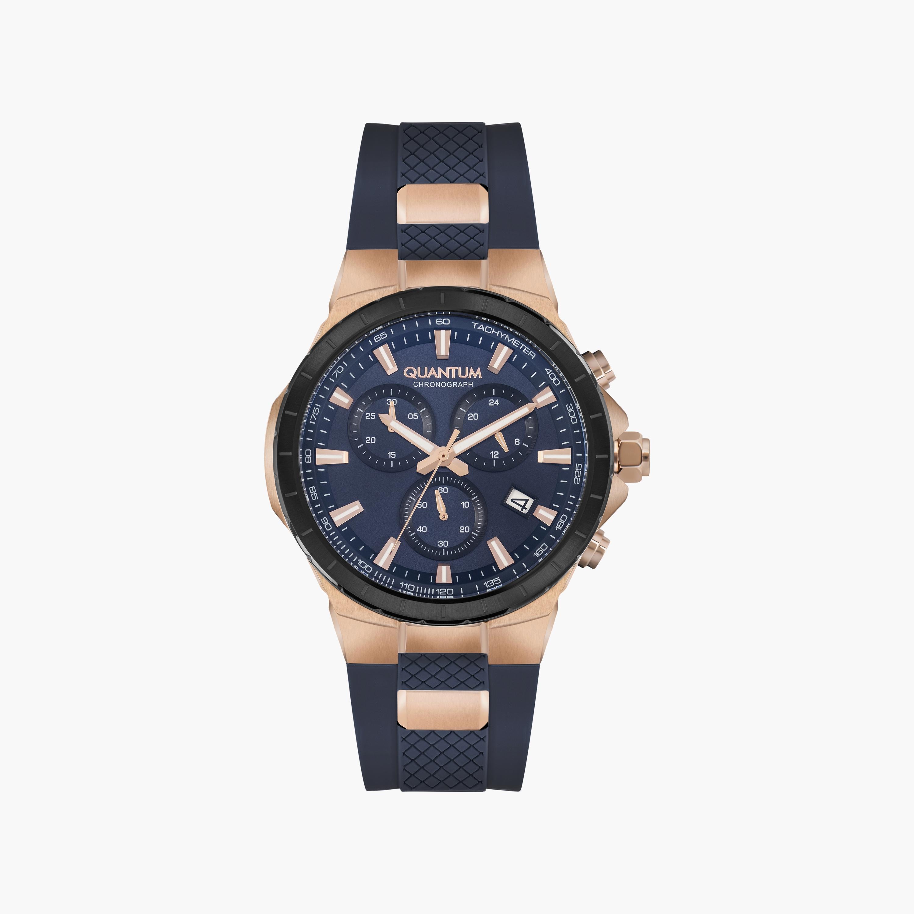 Quantum Men's Blue Chronograph Silicone Strap Watch | HNG814.899-men-watchesandjewellery-watches-image-1