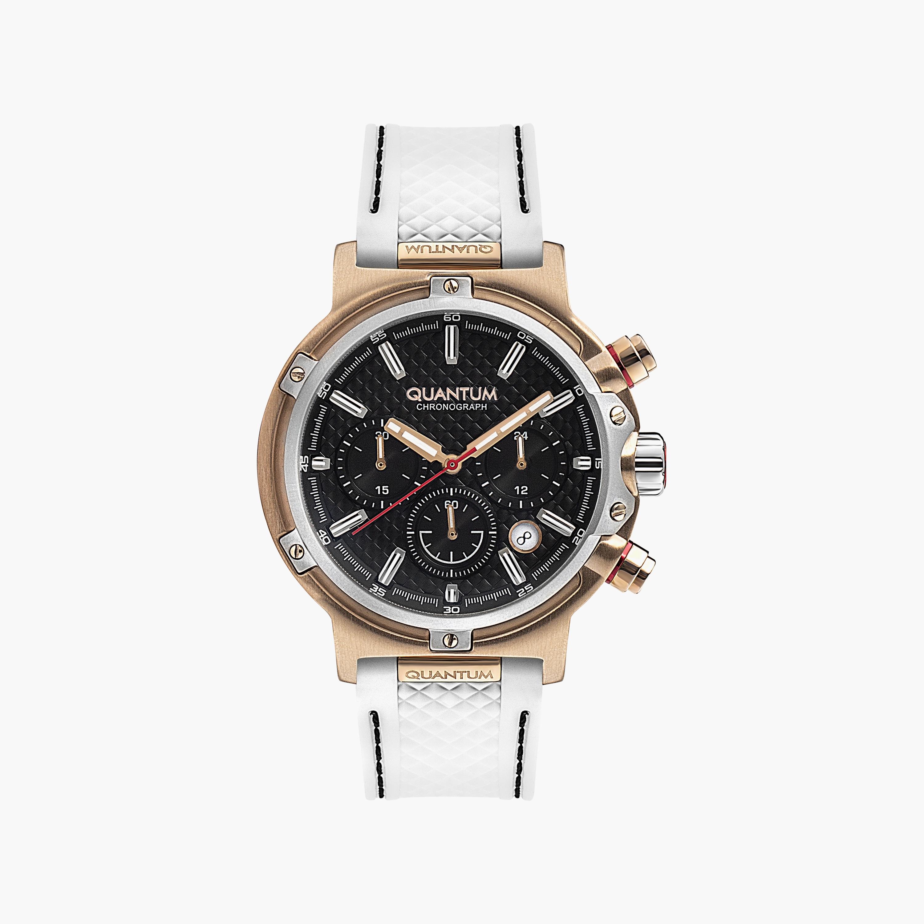 ساعة أنالوج للرجال بسوار سيليكون بلون أبیض من كوانتوم | HNG956.553-men-watchesandjewellery-watches-image-1
