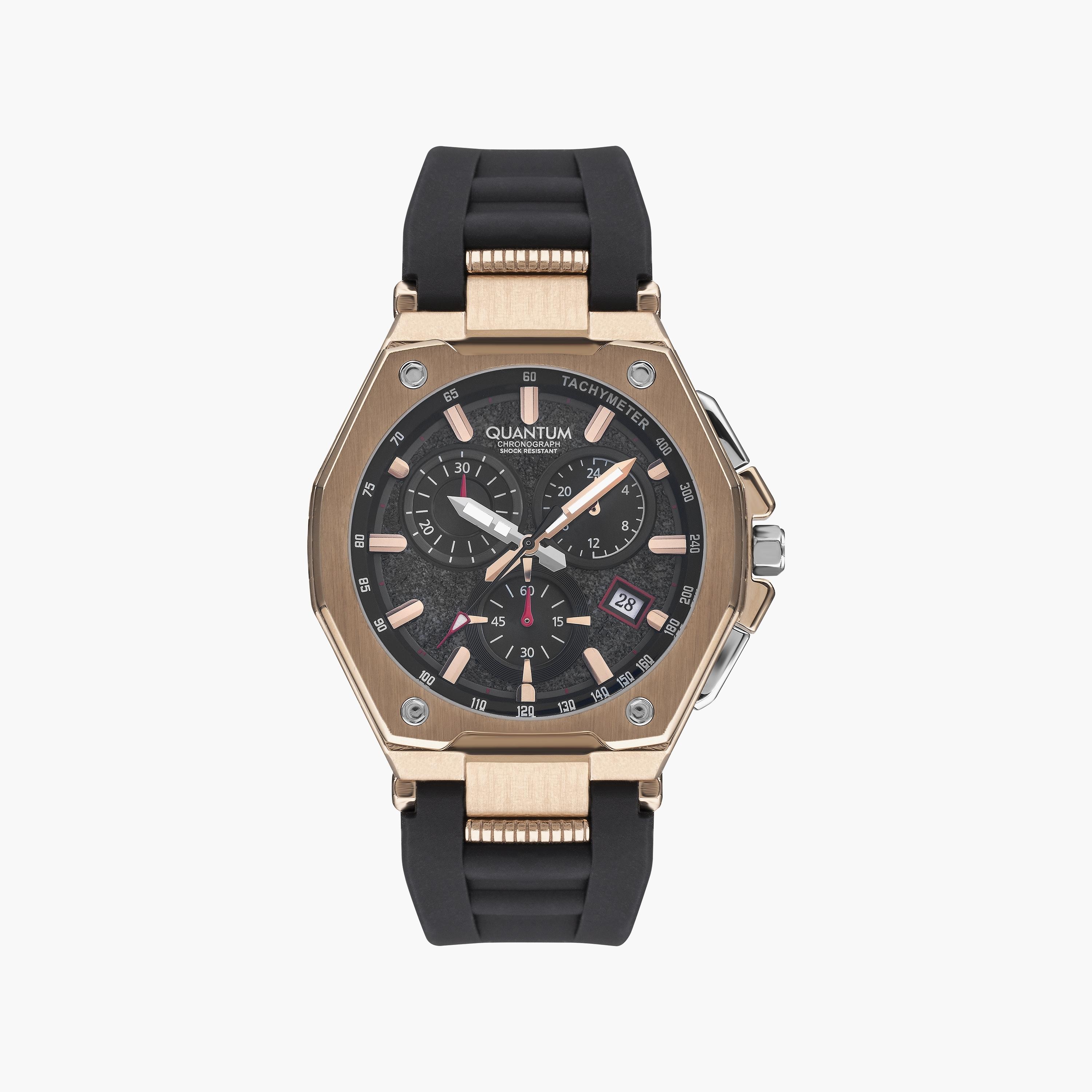 Quantum Men's Black Chronograph Silicone Strap Watch | PWG1005.451-men-watchesandjewellery-watches-image-1