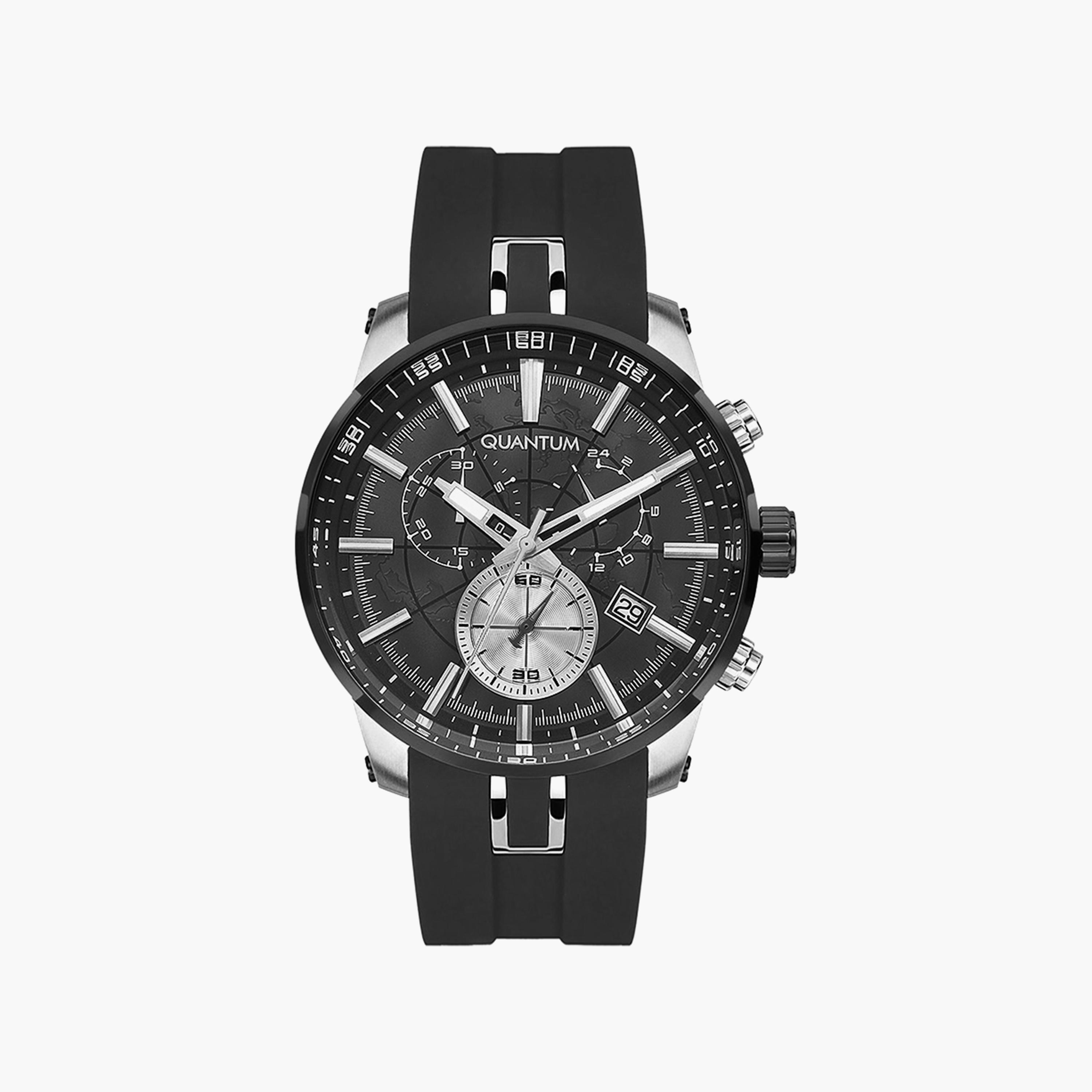 Quantum Men's Black Chronograph Silicone Strap Watch | PWG560.351-men-watchesandjewellery-watches-image-1