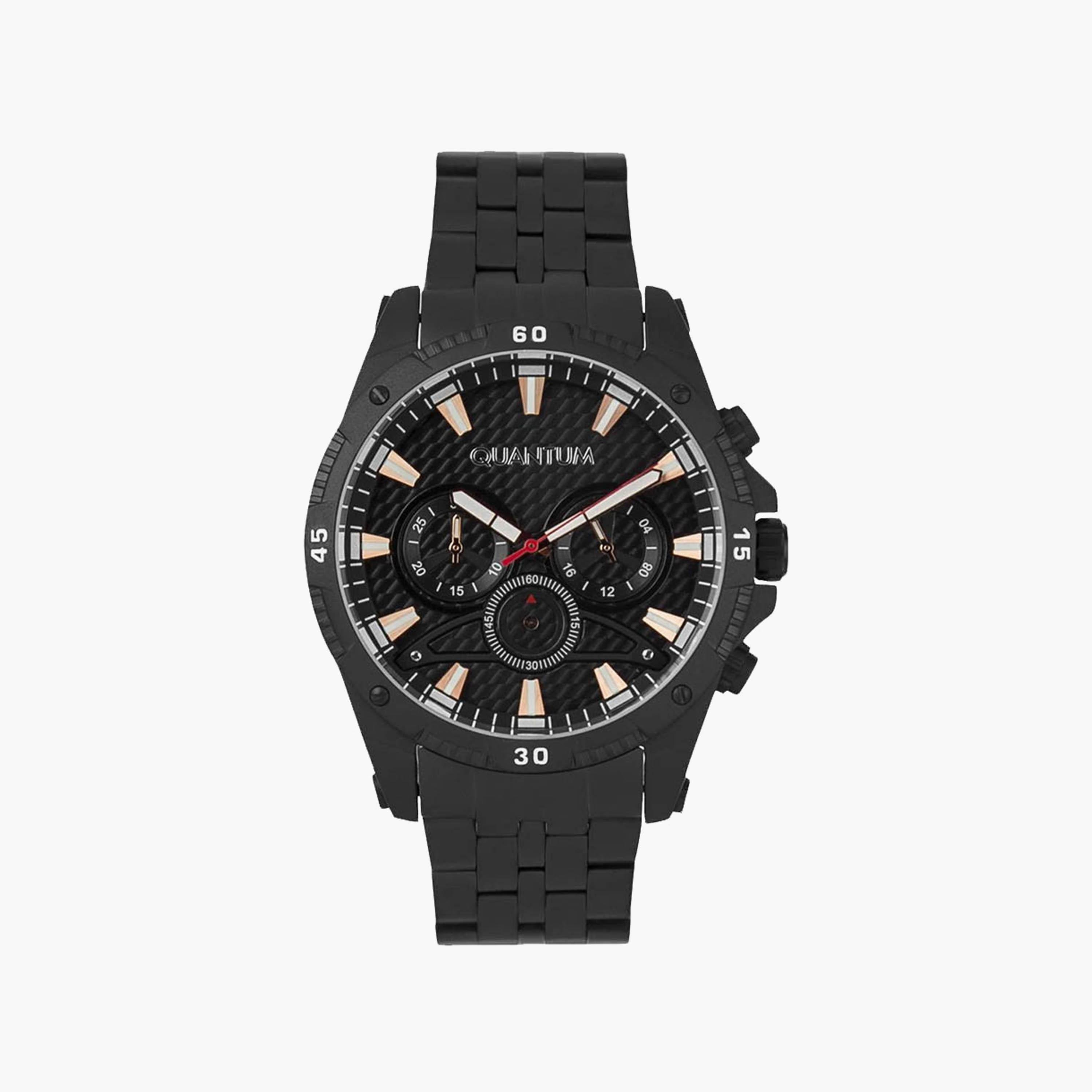 Quantum Men's Black Chronograph Stainless Steel Strap Watch | ADG691.650-men-watchesandjewellery-watches-image-1