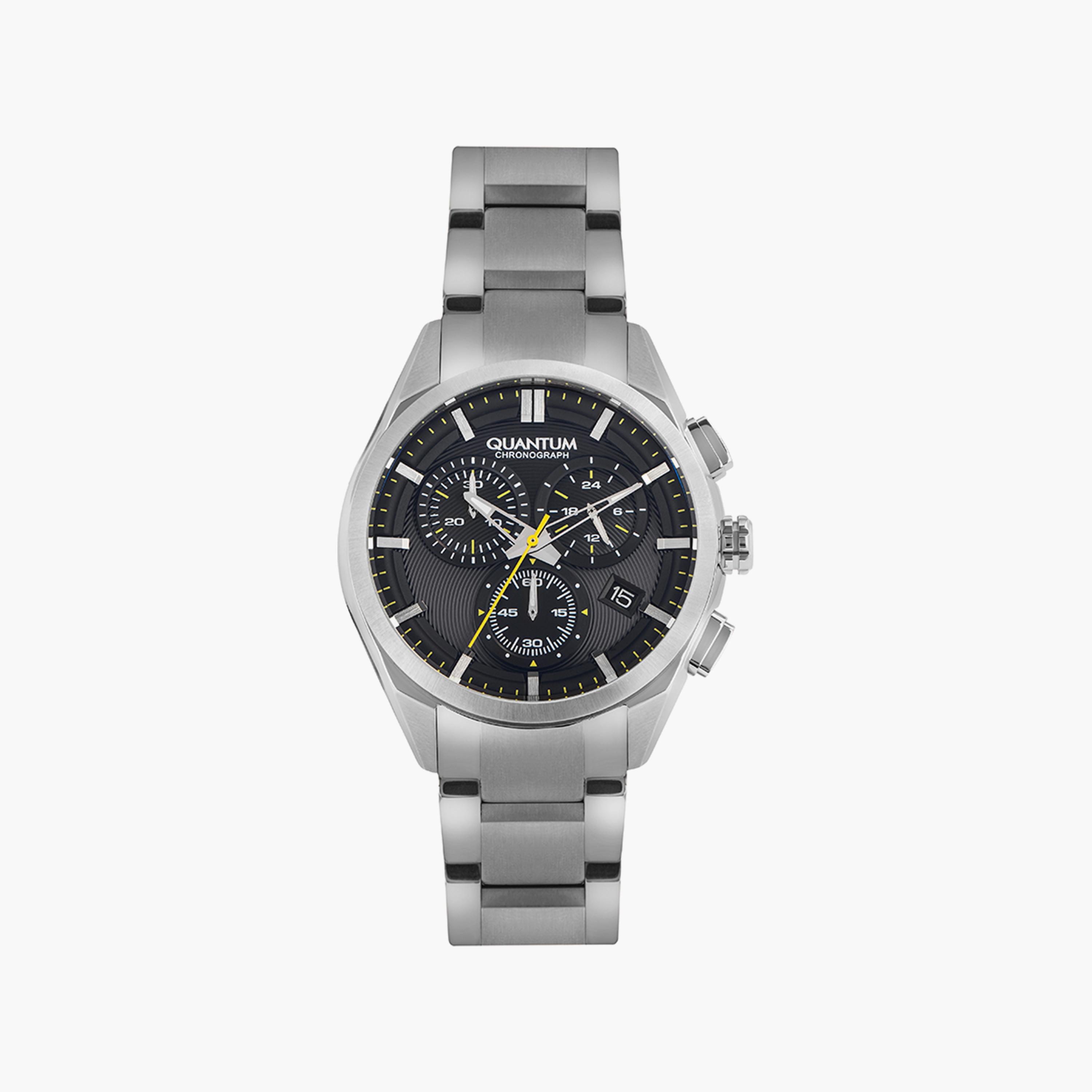 ساعة كرونوغراف فضية بسوار ستانلس ستيل من كوانتوم للرجال | PWG854.350-men-watchesandjewellery-watches-image-1