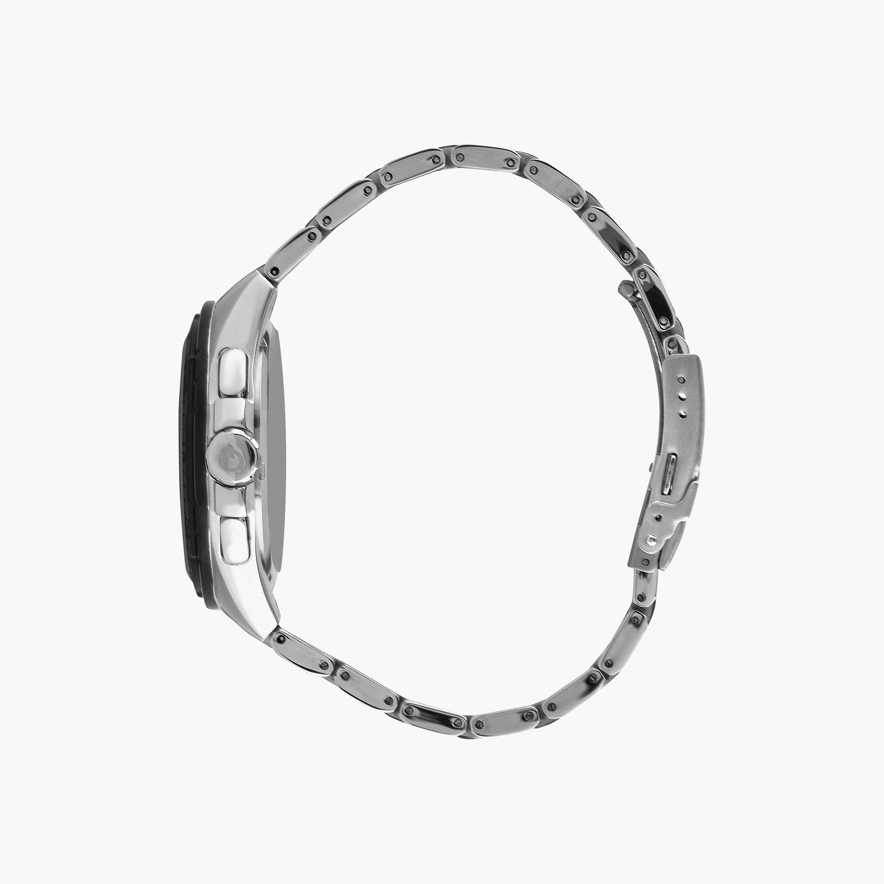ساعة أنالوج فضية وسوداء بسوار ستانلس ستيل ذو معدني من كوانتوم للرجال | HNG889.390-men-watchesandjewellery-watches-image-2