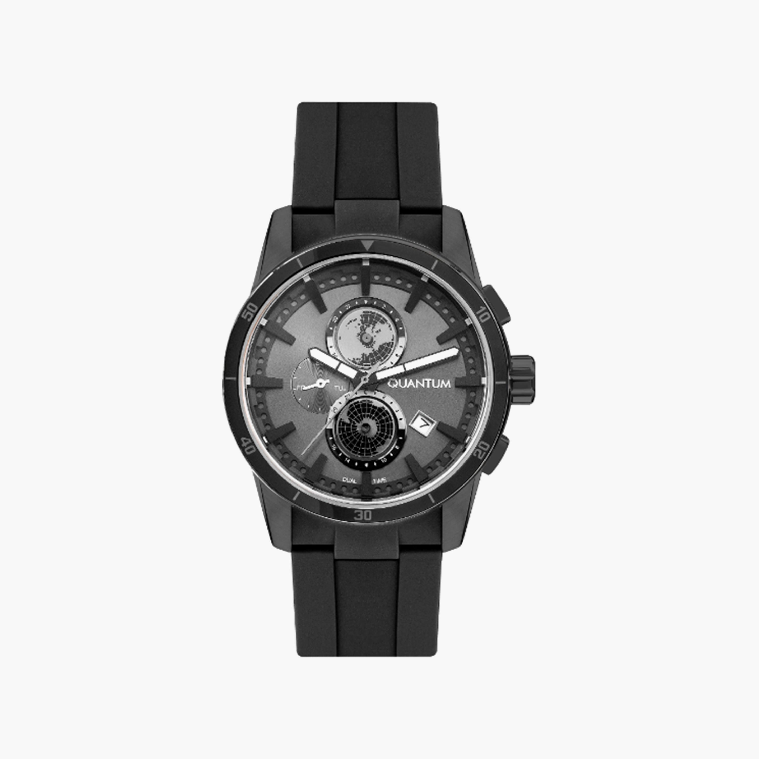 Quantum Men's Black Chronograph Silicone Strap Watch | ADG991.051-men-watchesandjewellery-watches-image-1