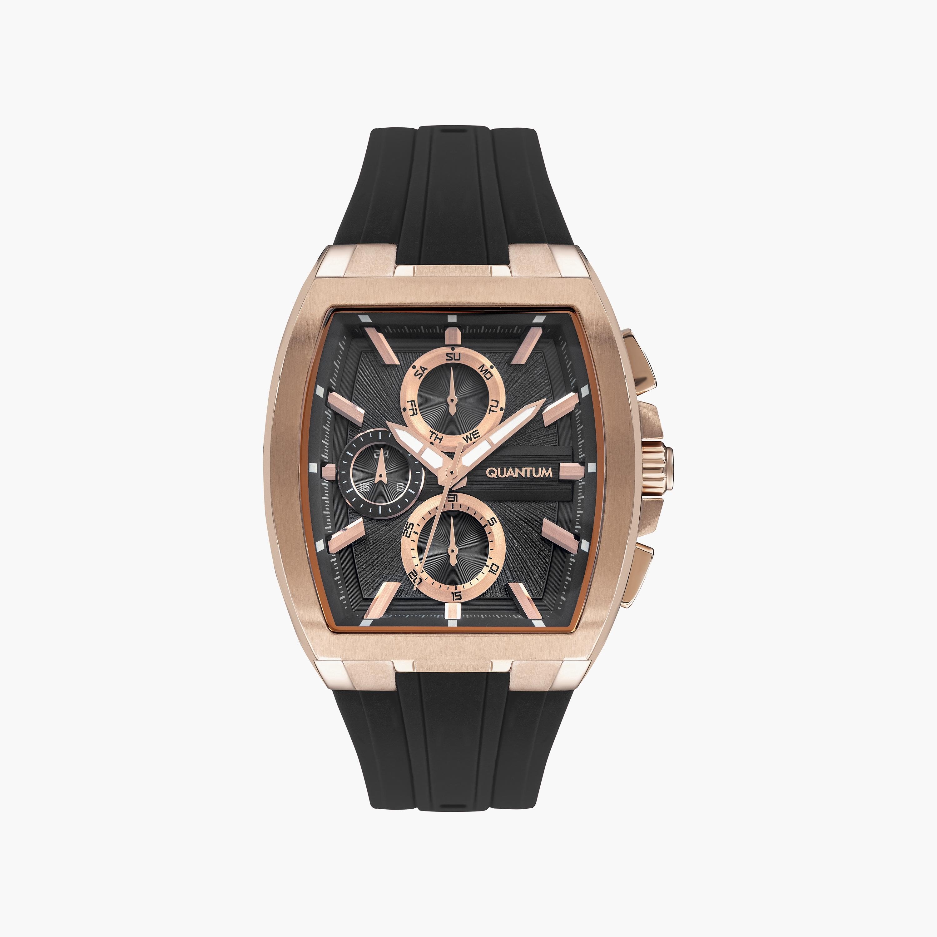 Quantum Men's Black Analog Silicone Strap Watch | HNG997.451-men-watchesandjewellery-watches-image-1