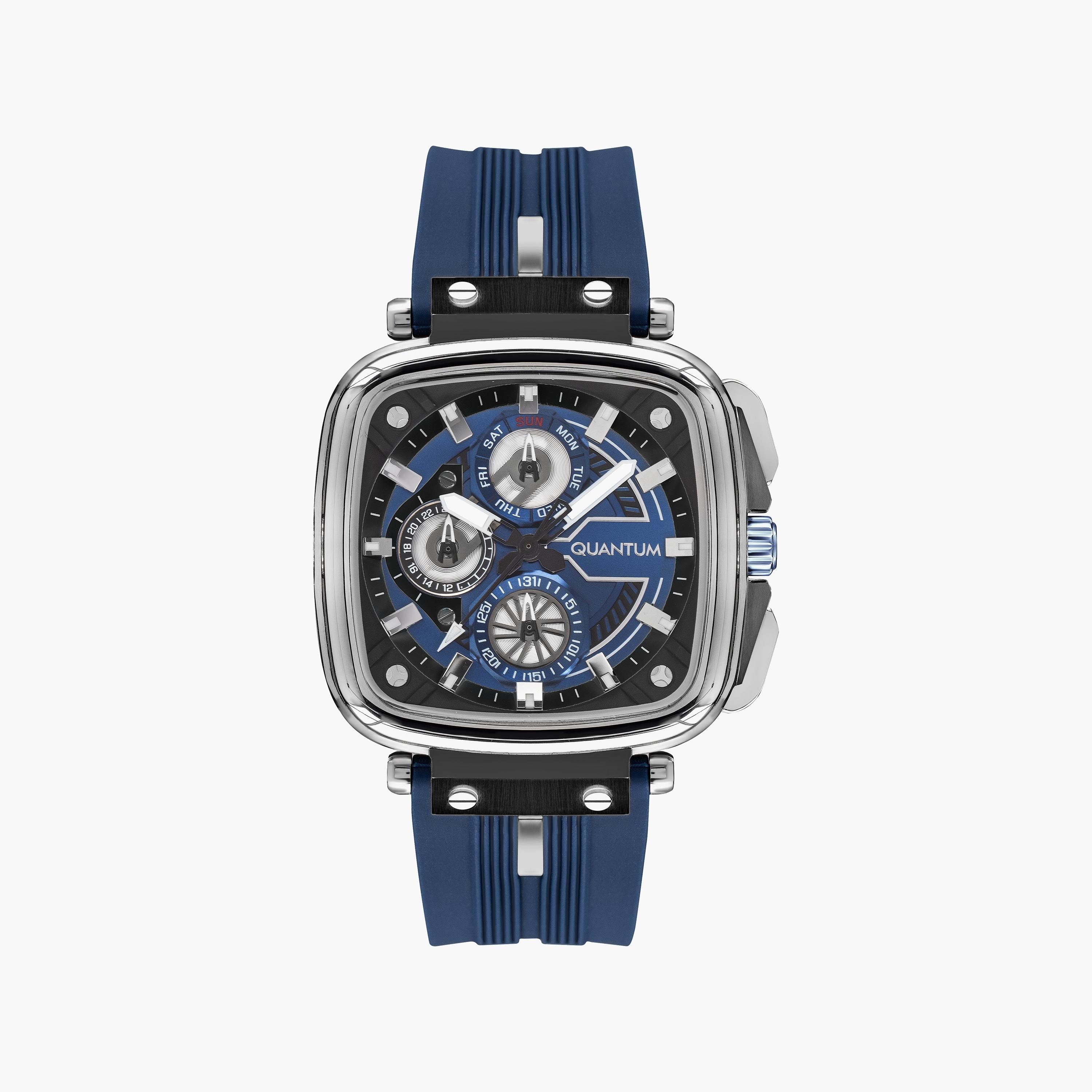 Quantum Men's Blue Analog Silicone Strap Watch | PWG1014.059-men-watchesandjewellery-watches-image-1