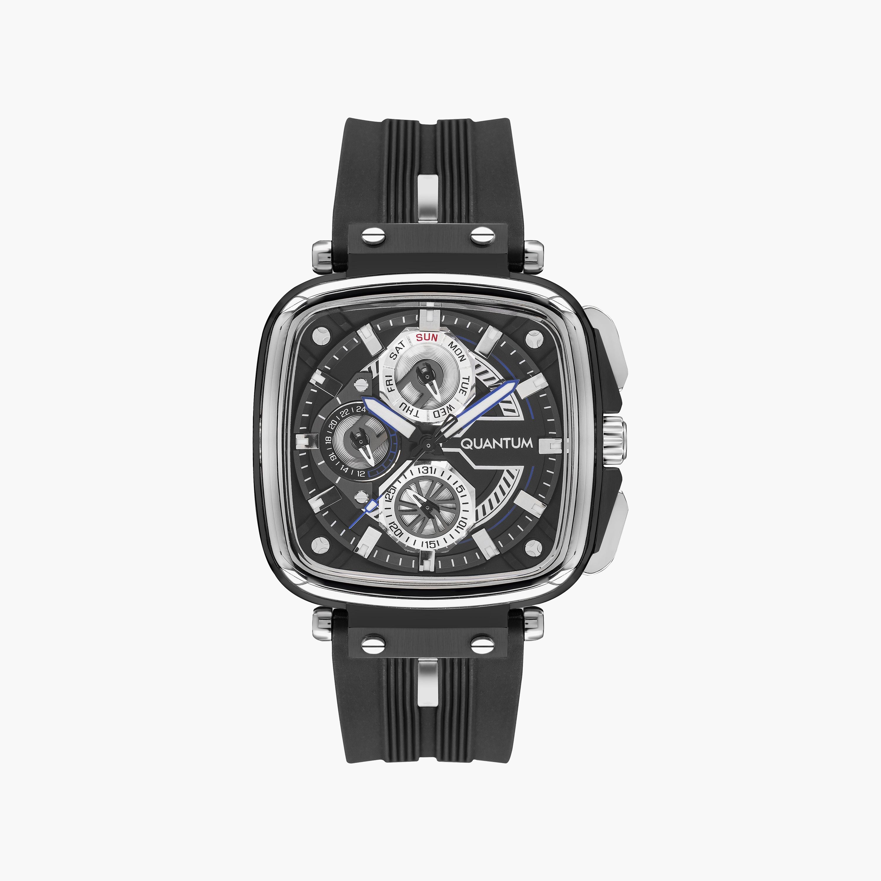 Quantum Men's Black Analog Silicone Strap Watch | PWG1014.351-men-watchesandjewellery-watches-image-1