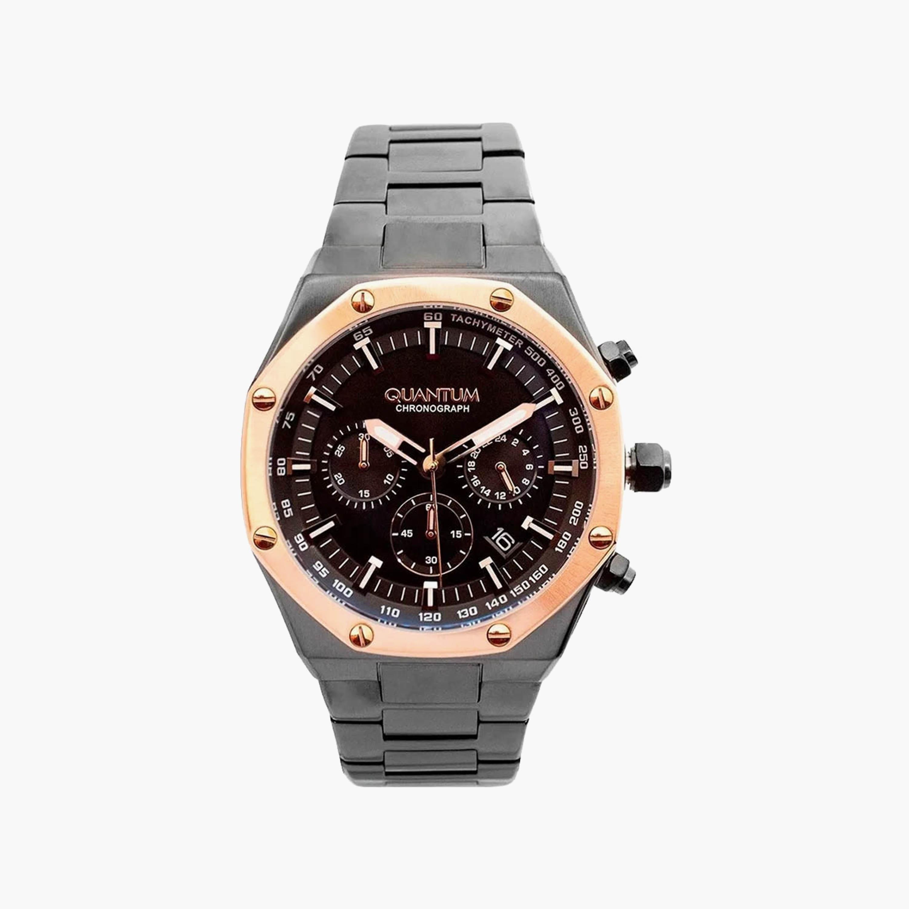 ساعة كرونوغراف رمادية بسوار ستانلس ستيل للرجال من كوانتوم | HNG810.050-men-watchesandjewellery-watches-image-1
