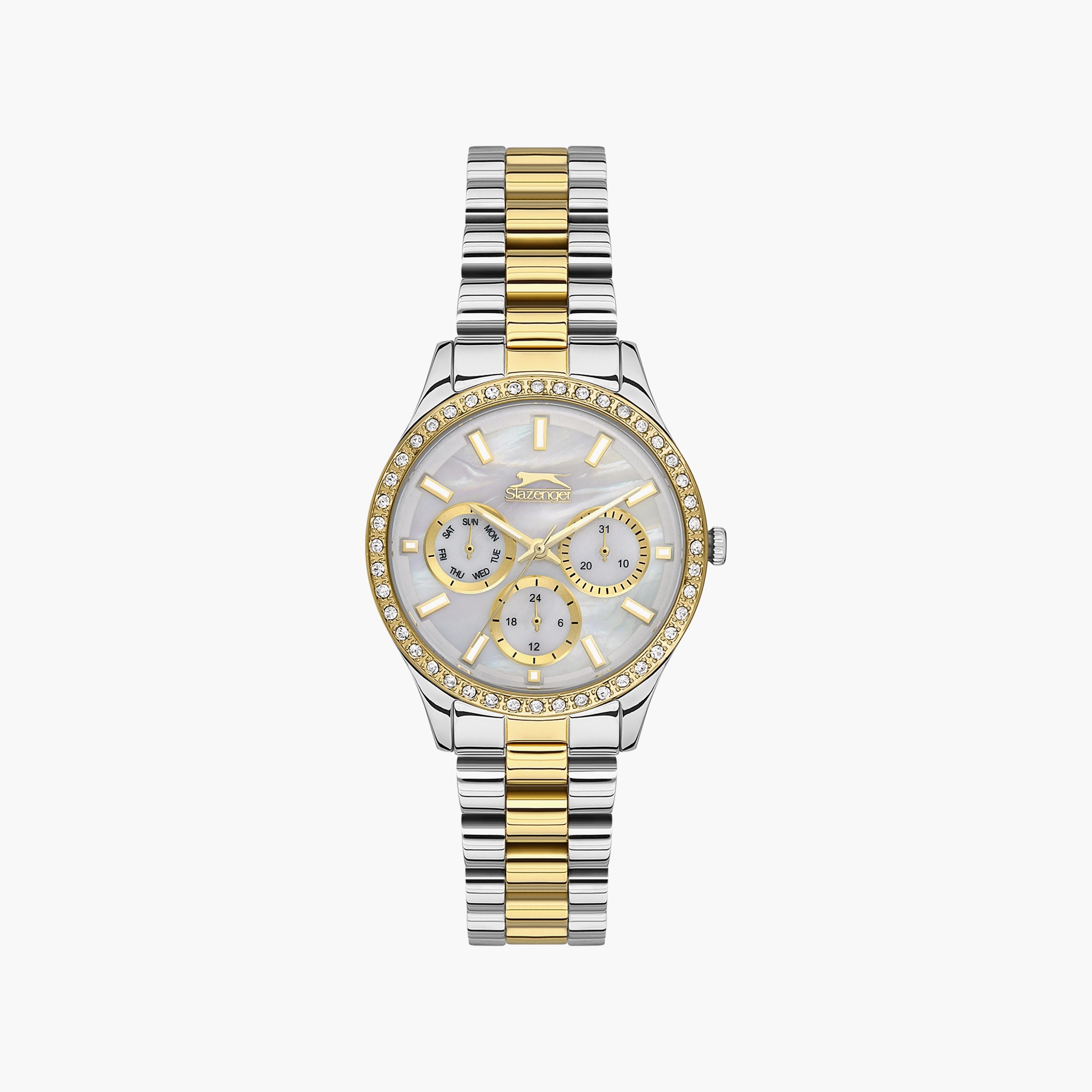 ساعة أنالوج فضية وذهبية بسوار ستانلس ستيل من سلازينجر للنساء | SL.9.2069.4.03-women-watchesandjewellery-watches-image-1