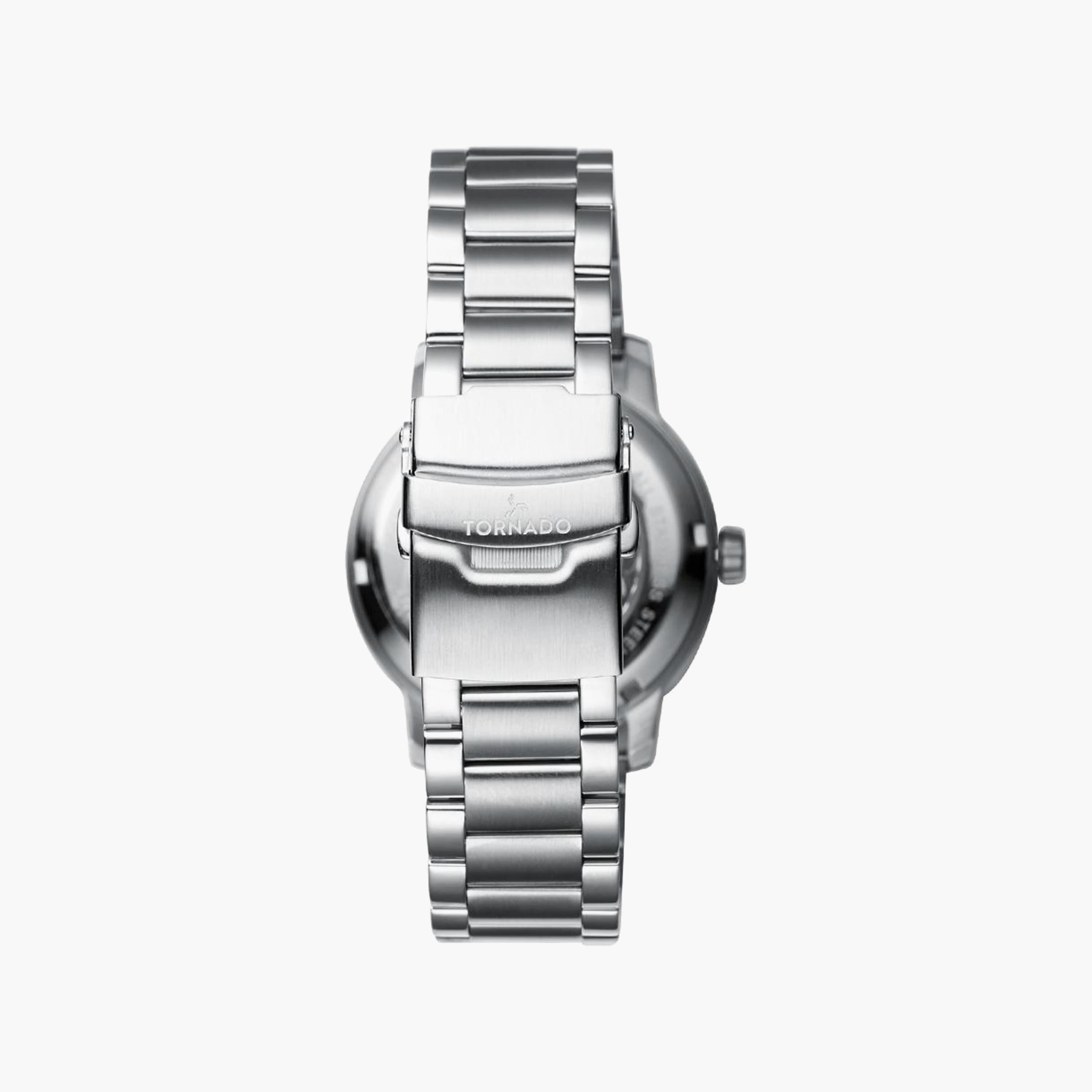 ساعة فضية بسوار ستانلس ستيل أوتوماتيكي من تورنادو للرجال | T20308-QBQB-men-watchesandjewellery-watches-image-3