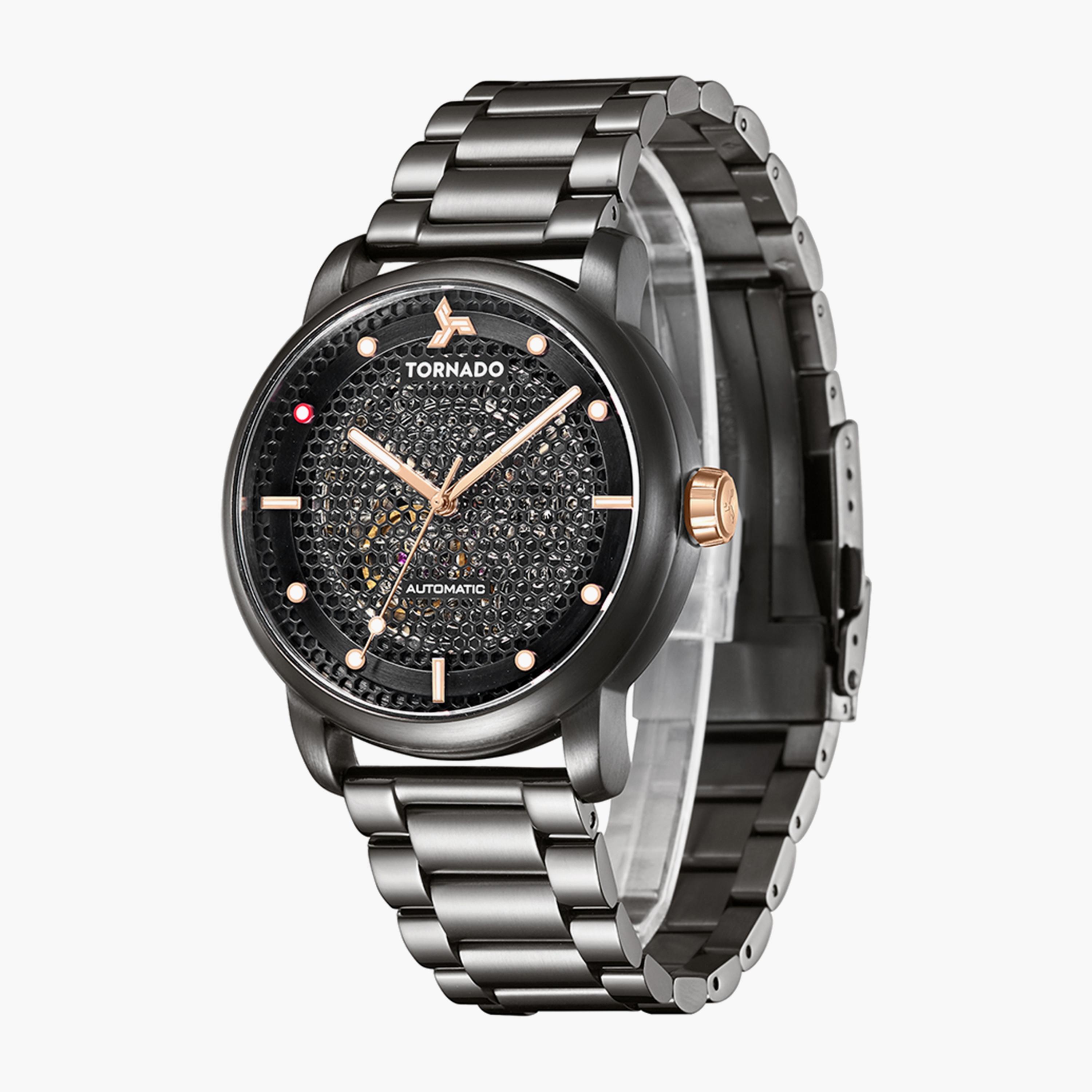 Tornado Men's Grey Automatic Stainless Steel Strap Watch | T20308-XBXB-men-watchesandjewellery-watches-image-2