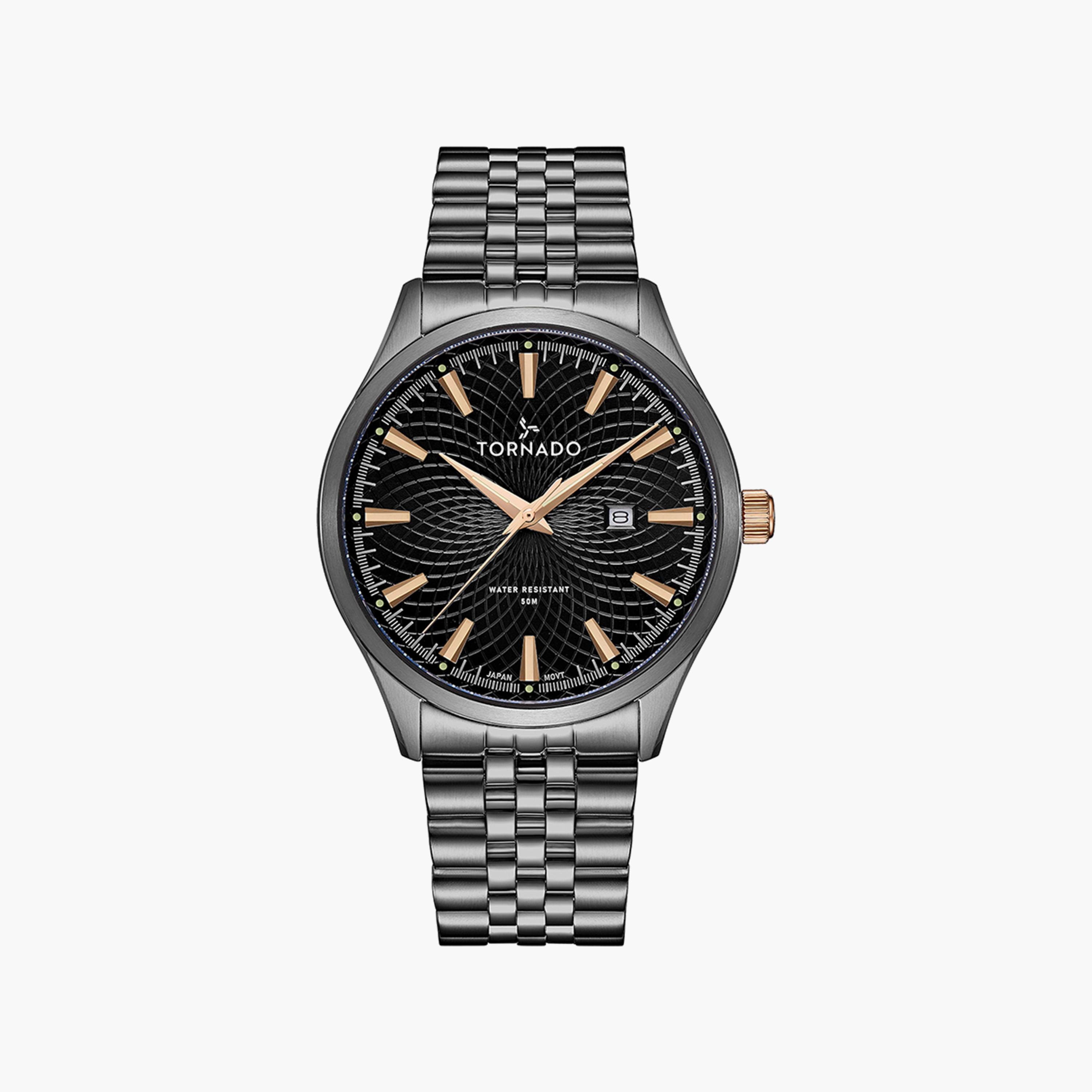 ساعة تورنادو للرجال بسوار غون ميتال أنالوج من ستانلس ستيل | T20006B-XBXB-men-watchesandjewellery-watches-image-1