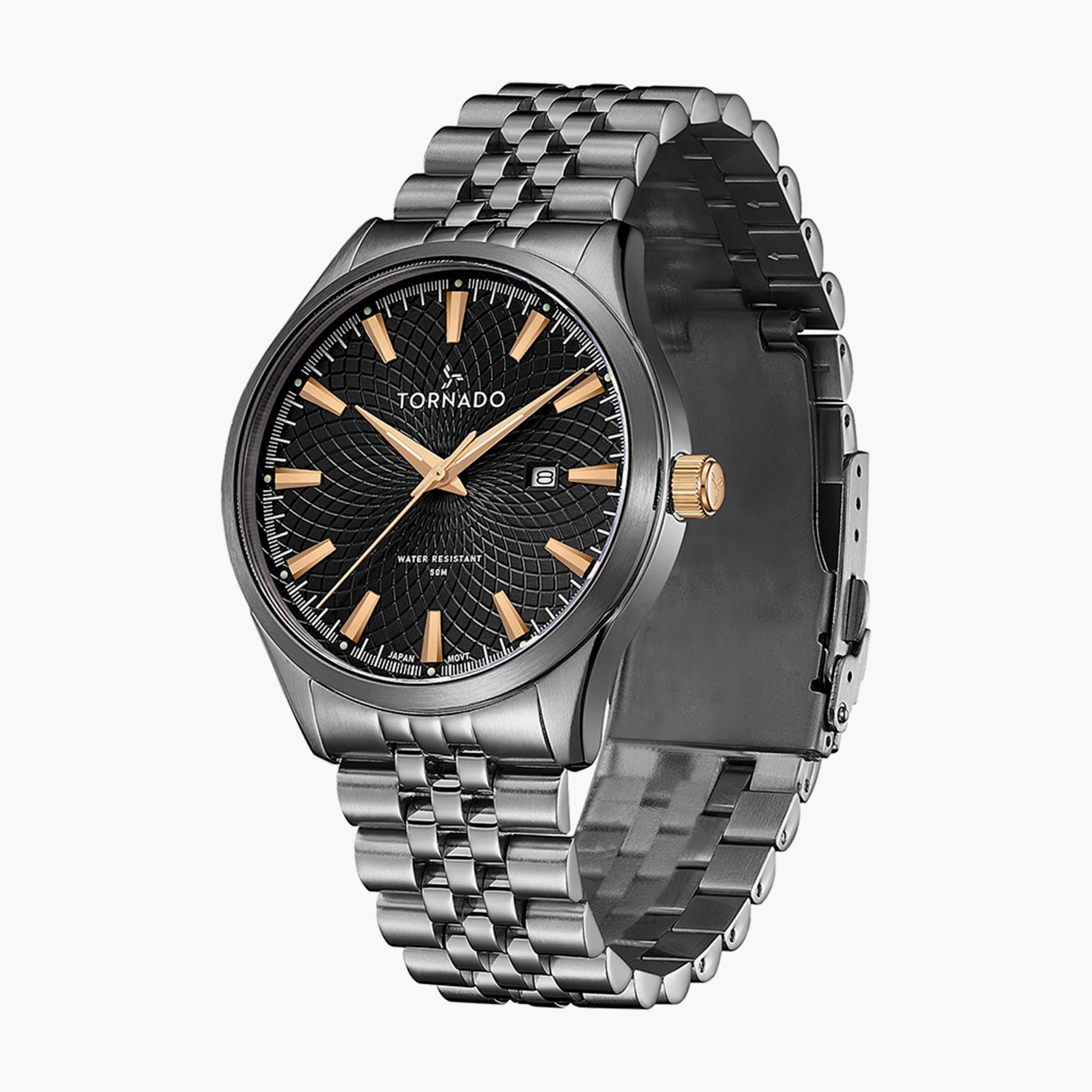 ساعة تورنادو للرجال بسوار غون ميتال أنالوج من ستانلس ستيل | T20006B-XBXB-men-watchesandjewellery-watches-image-2