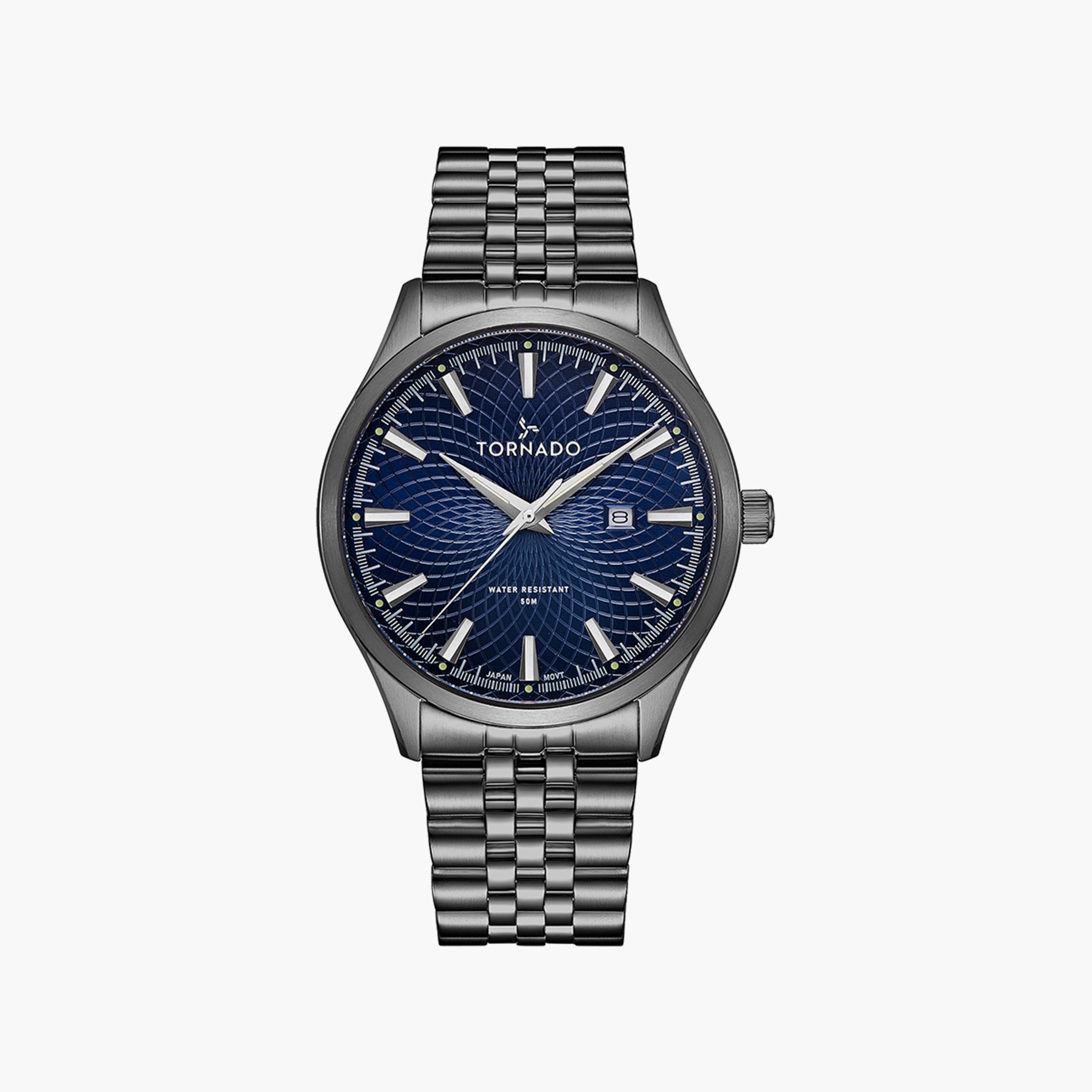Tornado Men's Gun Metal Analog Stainless Steel Strap Watch | T20006B-XBXL-men-watchesandjewellery-watches-image-1
