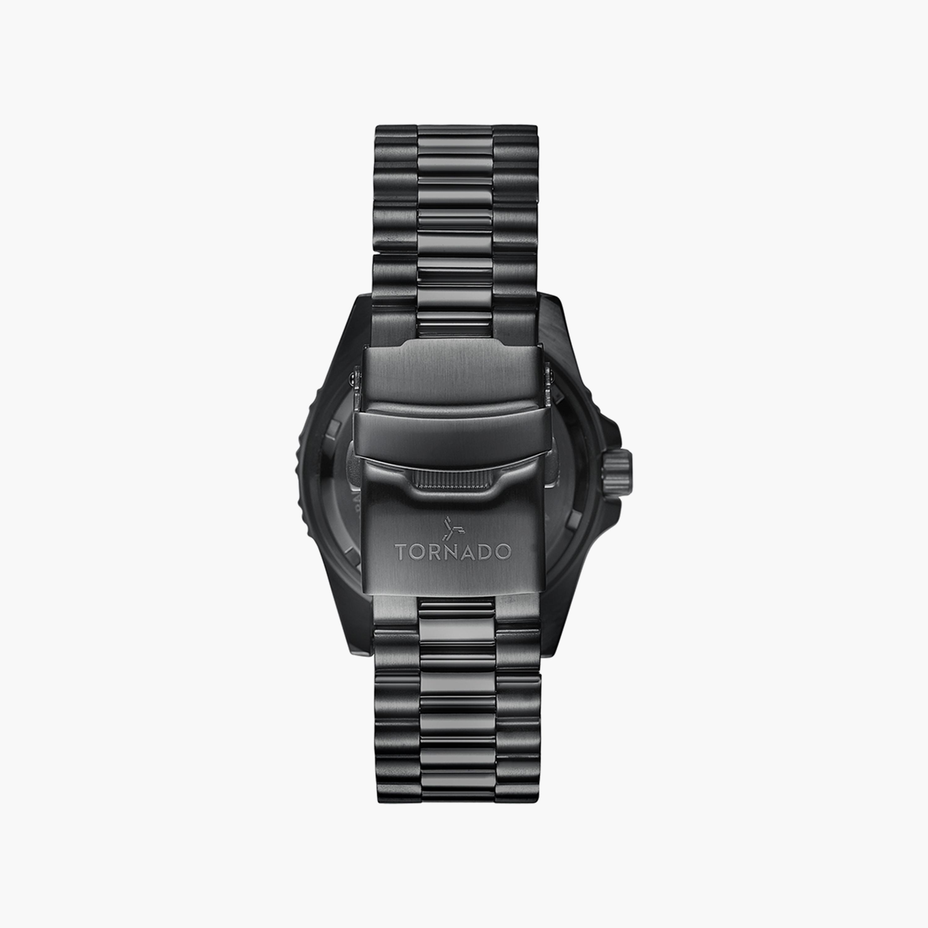 ساعة أنالوج سوداء بسوار ستانلس ستيل من تورنادو للرجال | T22001-BBBBG-men-watchesandjewellery-watches-image-3