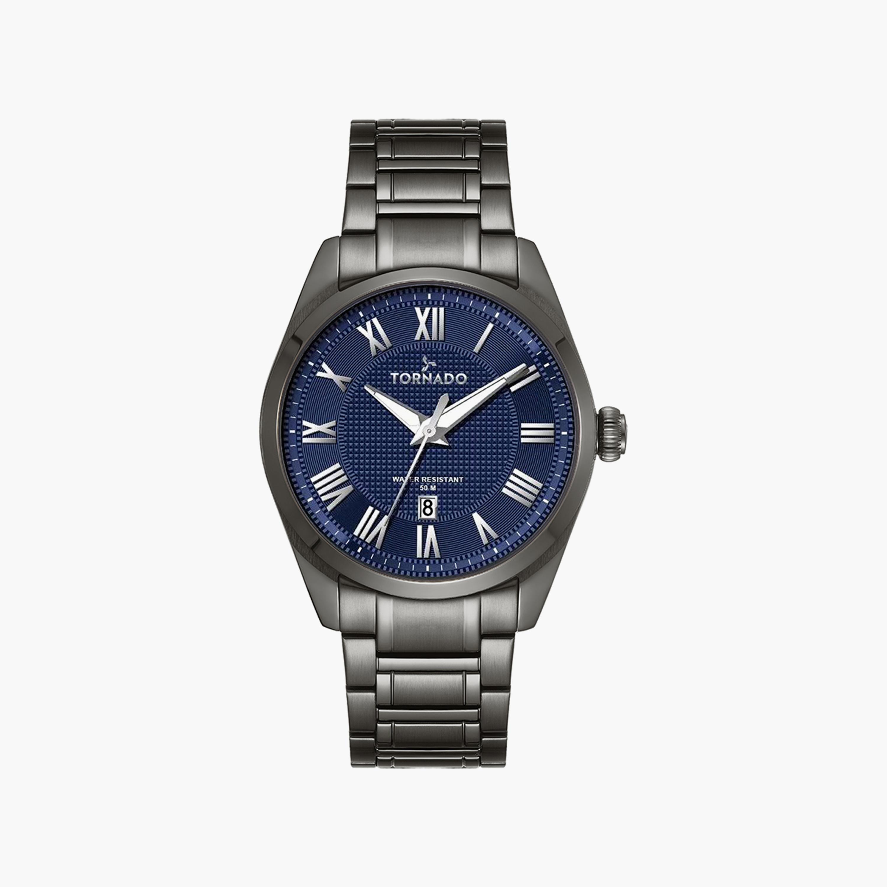 Tornado Men's Gun Metal Analog Stainless Steel Strap Watch | T8007-XBXN-men-watchesandjewellery-watches-image-1