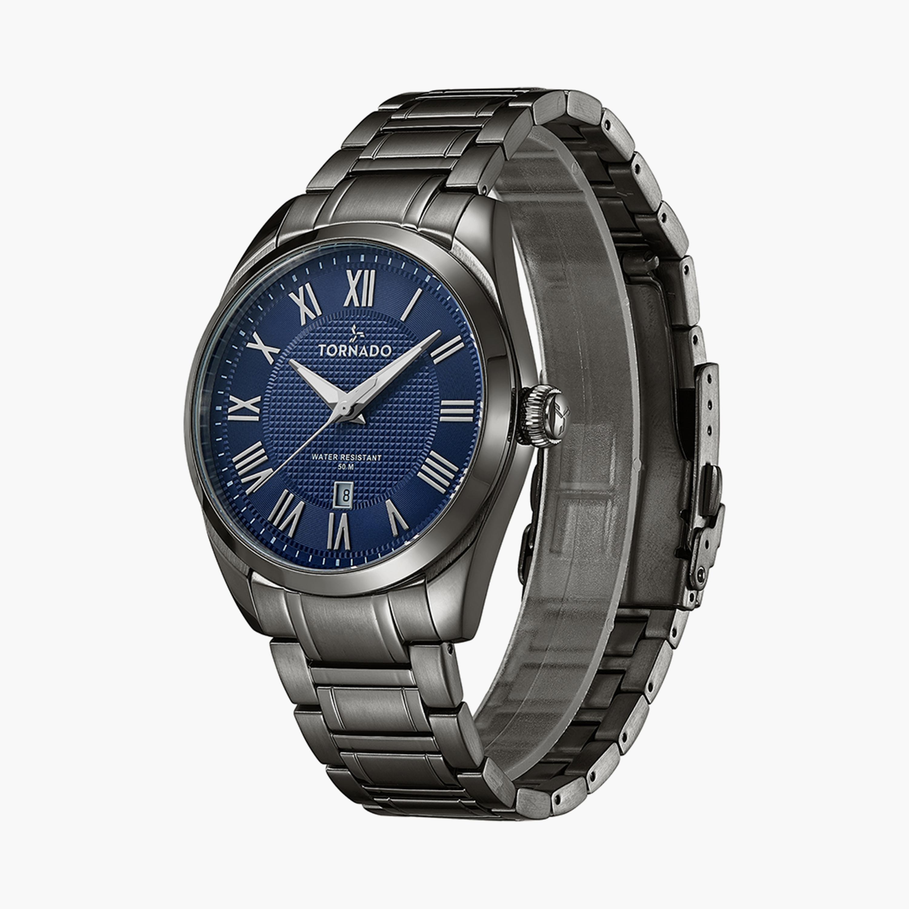 Tornado Men's Gun Metal Analog Stainless Steel Strap Watch | T8007-XBXN-men-watchesandjewellery-watches-image-2