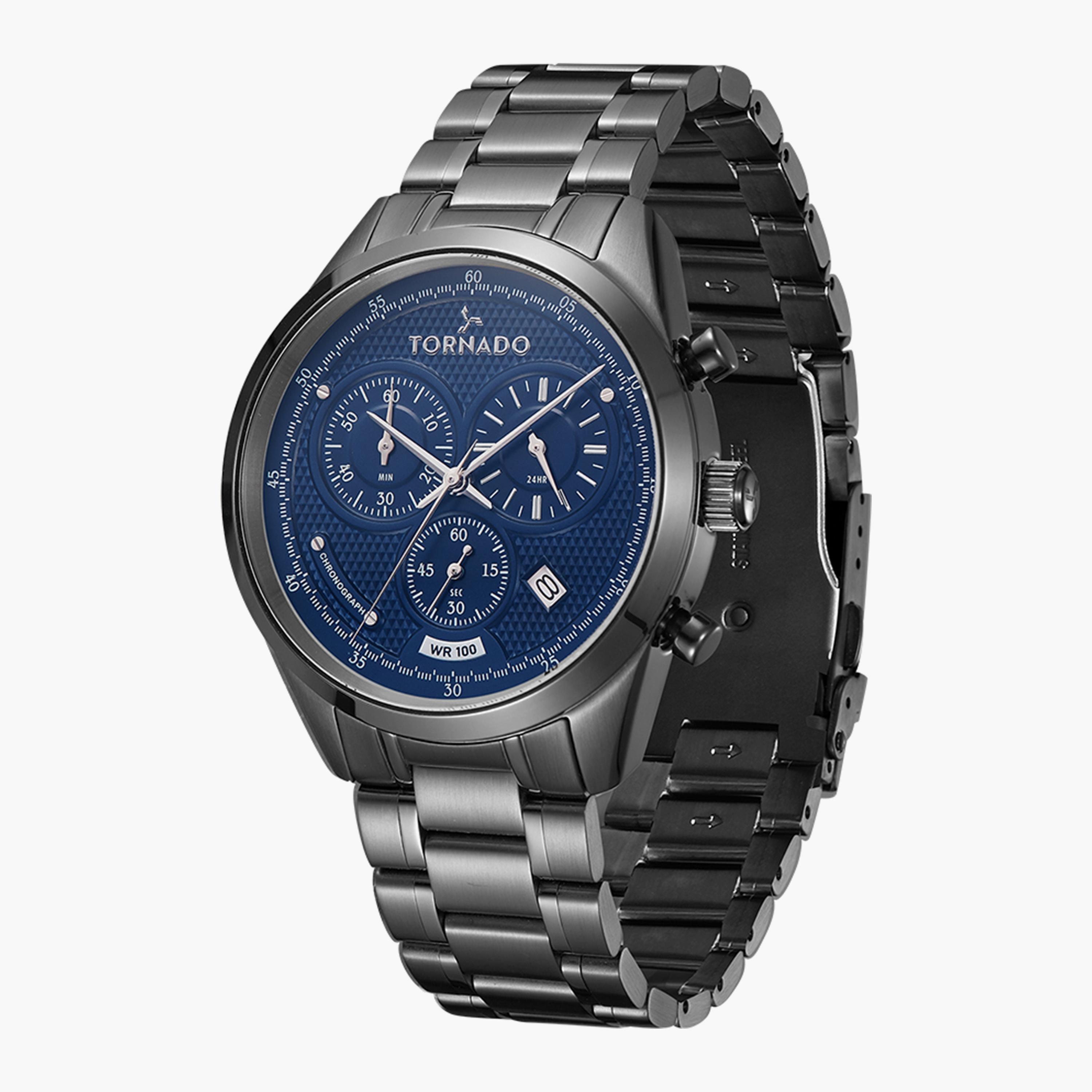 ساعة كرونوغراف ذو غون ميتال بسوار ستانلس ستيل من تورنادو | T20103B-XBXN-men-watchesandjewellery-watches-image-2