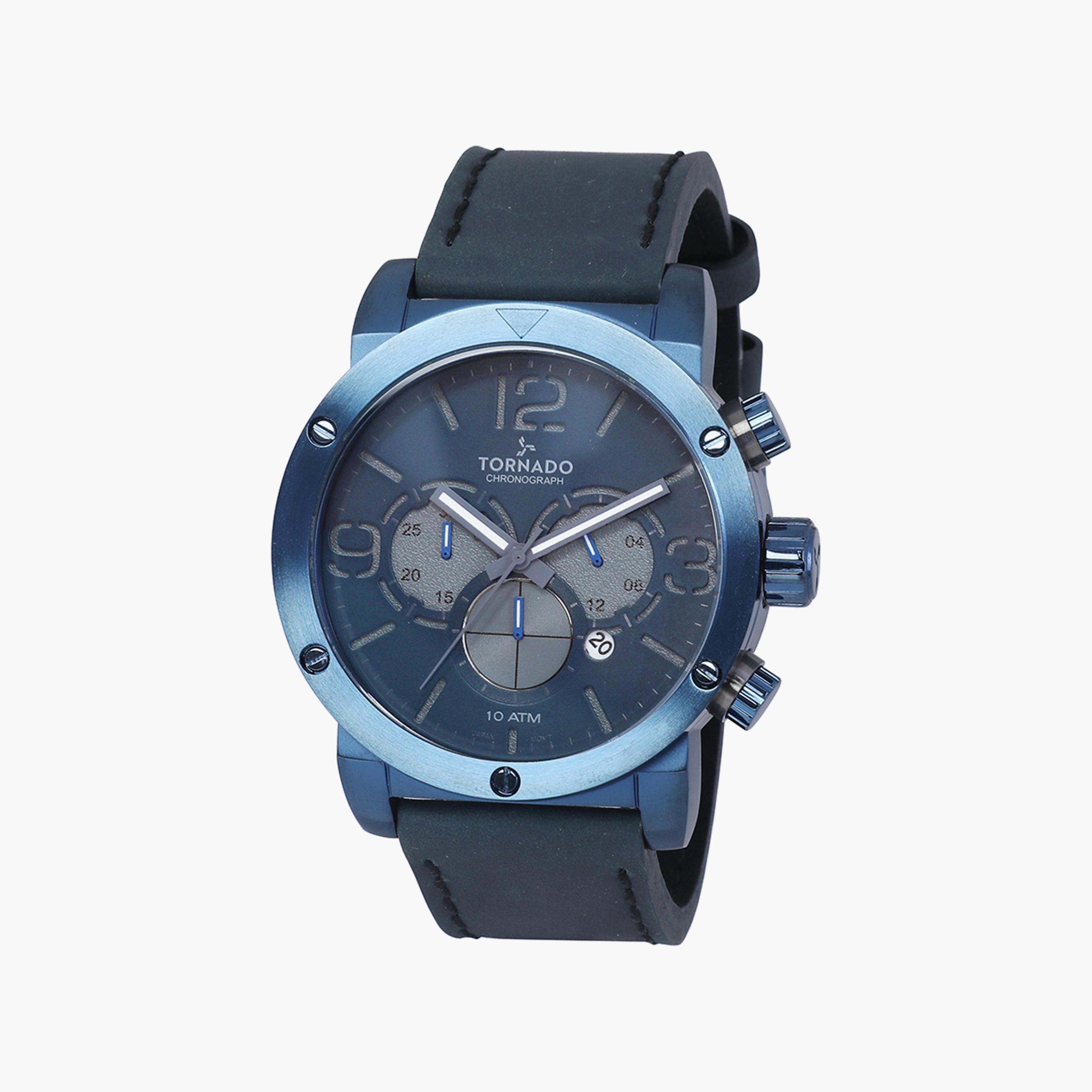 Tornado Men's Blue Chronograph Leather Strap Watch | T8110-LLNN-men-watchesandjewellery-watches-image-1