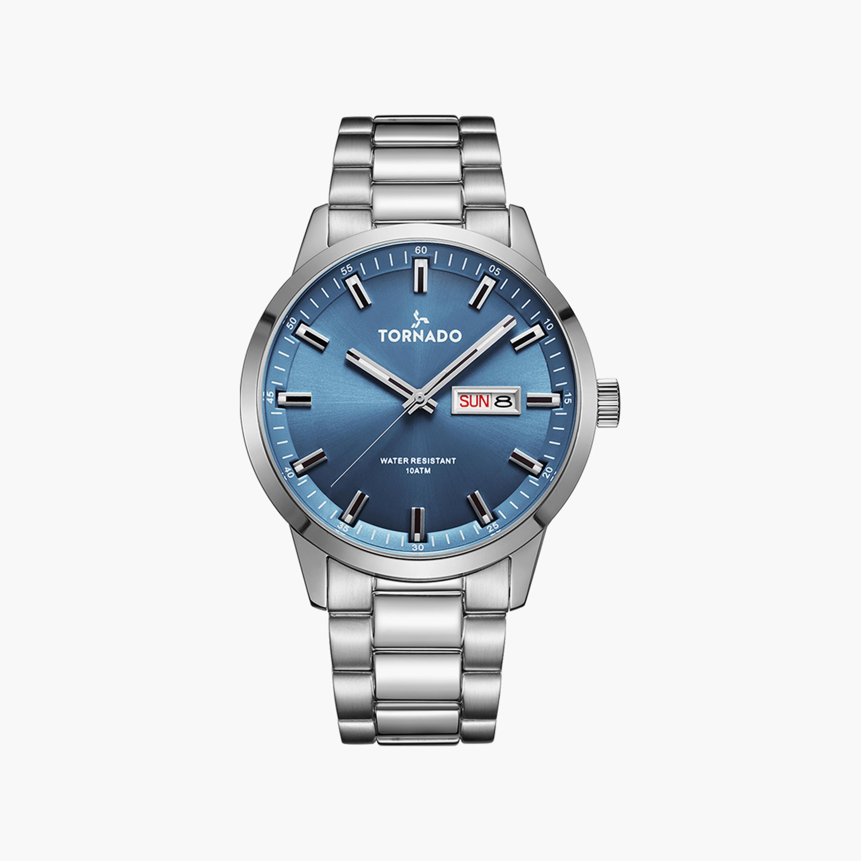 Tornado Men's Silver Analog Stainless Steel Strap Watch | T23001-SBSL | 43 MM-men-watchesandjewellery-watches-image-1