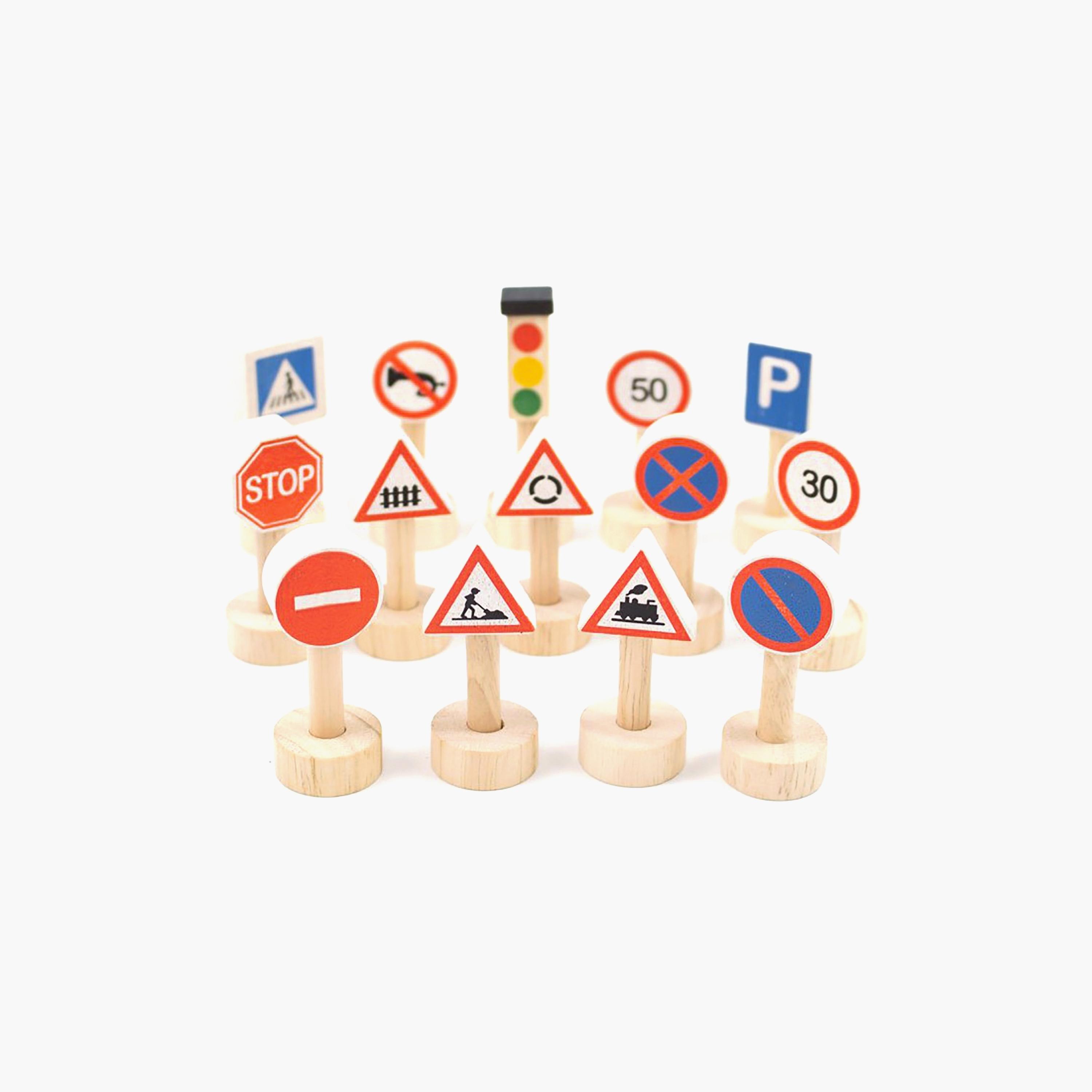 PlanToys 14-Piece Traffic Signs & Lights Set-toys-babyandtoddlertoys-learningtoys-image-2