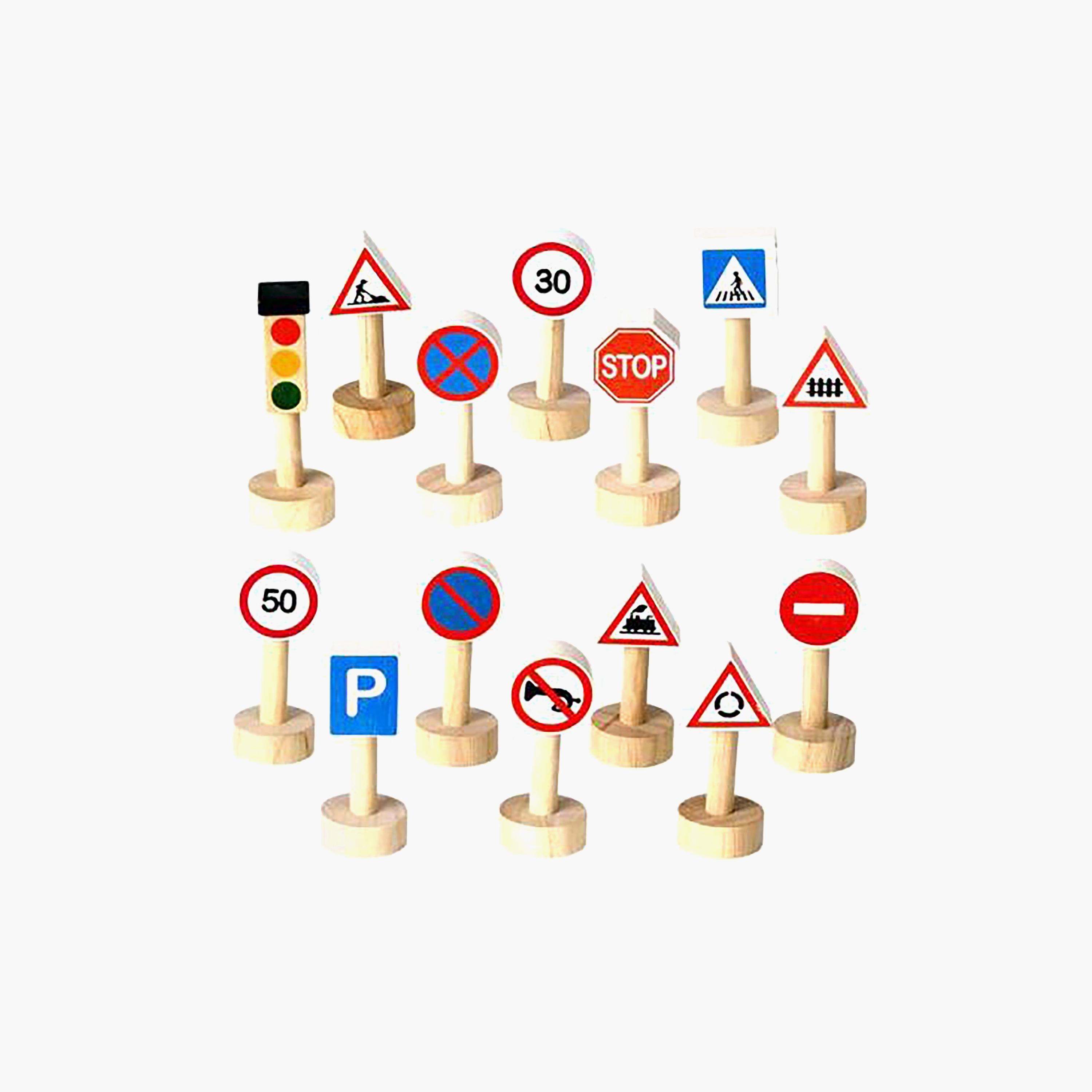 PlanToys 14-Piece Traffic Signs & Lights Set-toys-babyandtoddlertoys-learningtoys-image-4
