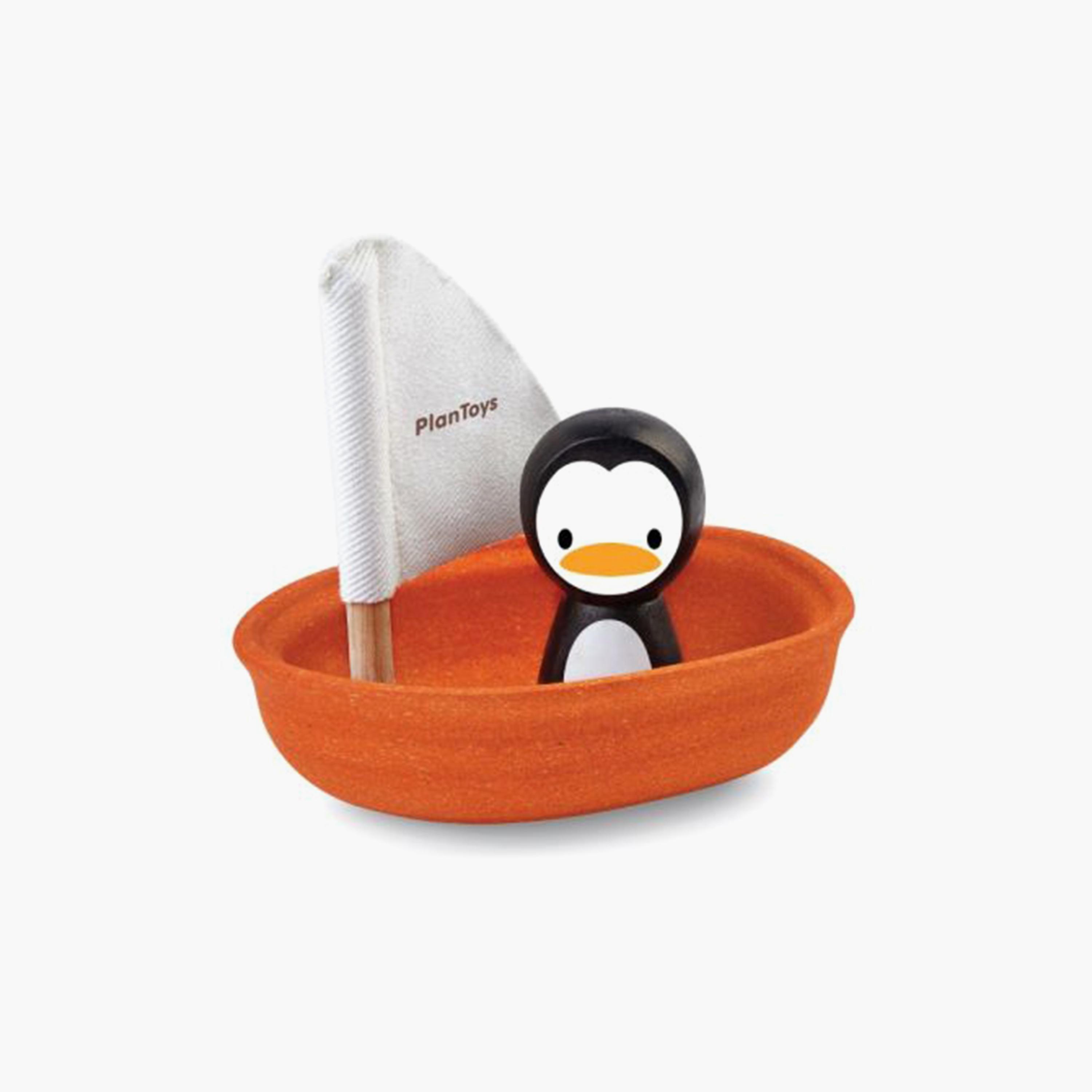 Plan Toys Sailing Boat, Penguin-toys-babyandtoddlertoys-bathtoys-image-1
