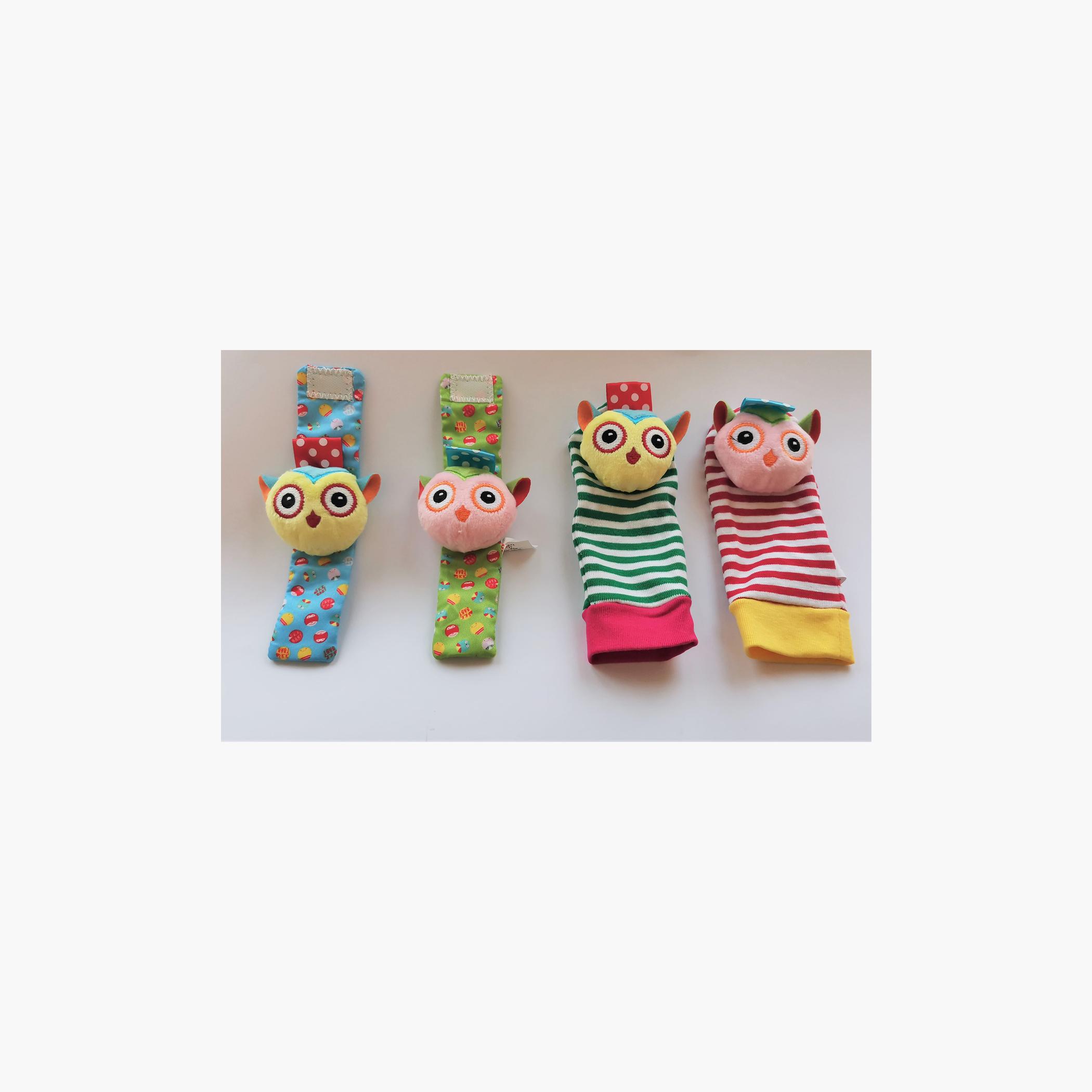 Factory Price Set of Wrist Rattle & Foot Finder Socks, Animal Design F-toys-babyandtoddlertoys-rattlesandteethers-image-1